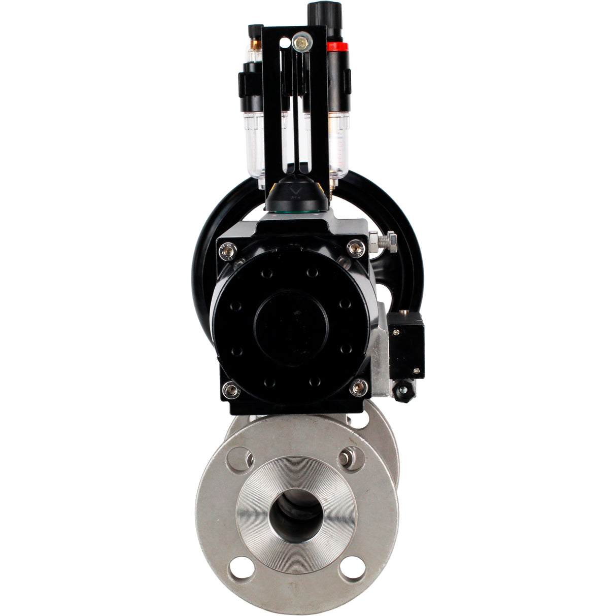 Ball valves Elephant BV3232P(3pc)-FP-F-ISO-H DN65-100 25/40 bar flanged with ISO flange, body - 316 stainless steel, full bore, seal - PTFE, with pneumatic drive PA-DA-105-1, pneumatic distributor 4M310-08 NAMUR 220V, ATU AFC2000