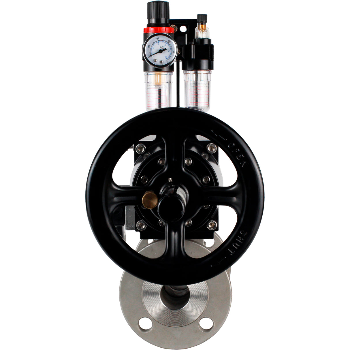 Ball valves Elephant BV3232P(3pc)-FP-F-ISO-H DN65-100 25/40 bar flanged with ISO flange, body - 316 stainless steel, full bore, seal - PTFE, with pneumatic drive PA-DA-105-1, pneumatic distributor 4M310-08 NAMUR 220V, ATU AFC2000