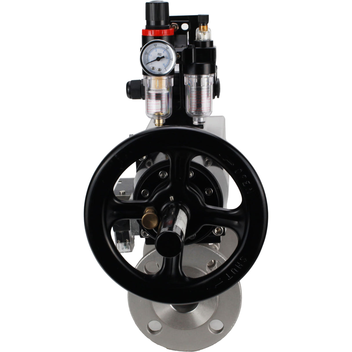 Ball valves Elephant BV3232P(3pc)-FP-F-ISO-H DN65-100 25/40 bar flanged with ISO flange, body - 316 stainless steel, full bore, seal - PTFE, with pneumatic drive PA-DA-105-1, pneumatic distributor 4M310-08 NAMUR 220V, LSU APL-210N, ATU AFC2000