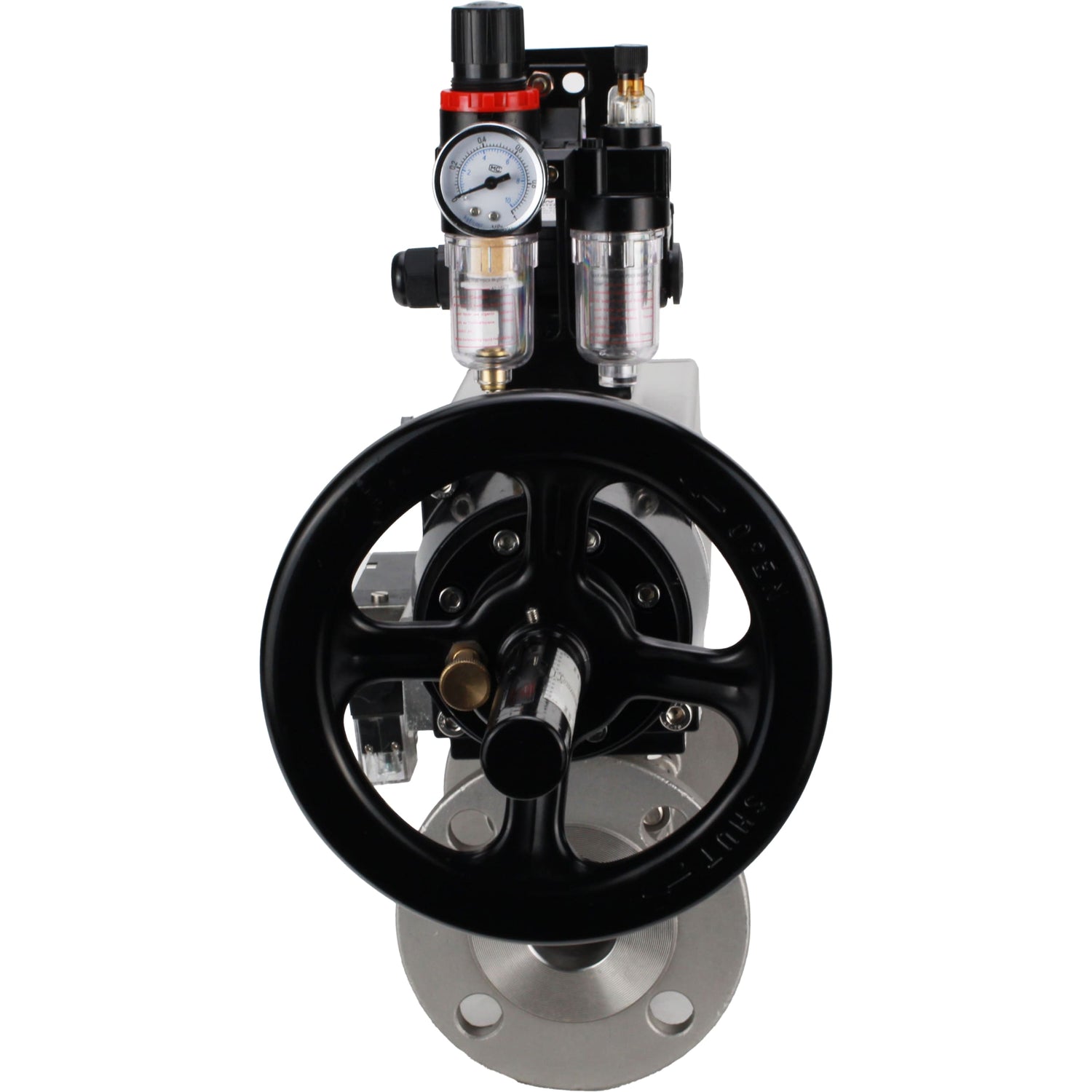 Ball valves Elephant BV3232P(3pc)-FP-F-ISO-H DN65-100 25/40 bar flanged with ISO flange, body - 316 stainless steel, full bore, seal - PTFE, with pneumatic drive PA-DA-105-1, pneumatic distributor 4M310-08 NAMUR 220V, LSU APL-210N, ATU AFC2000