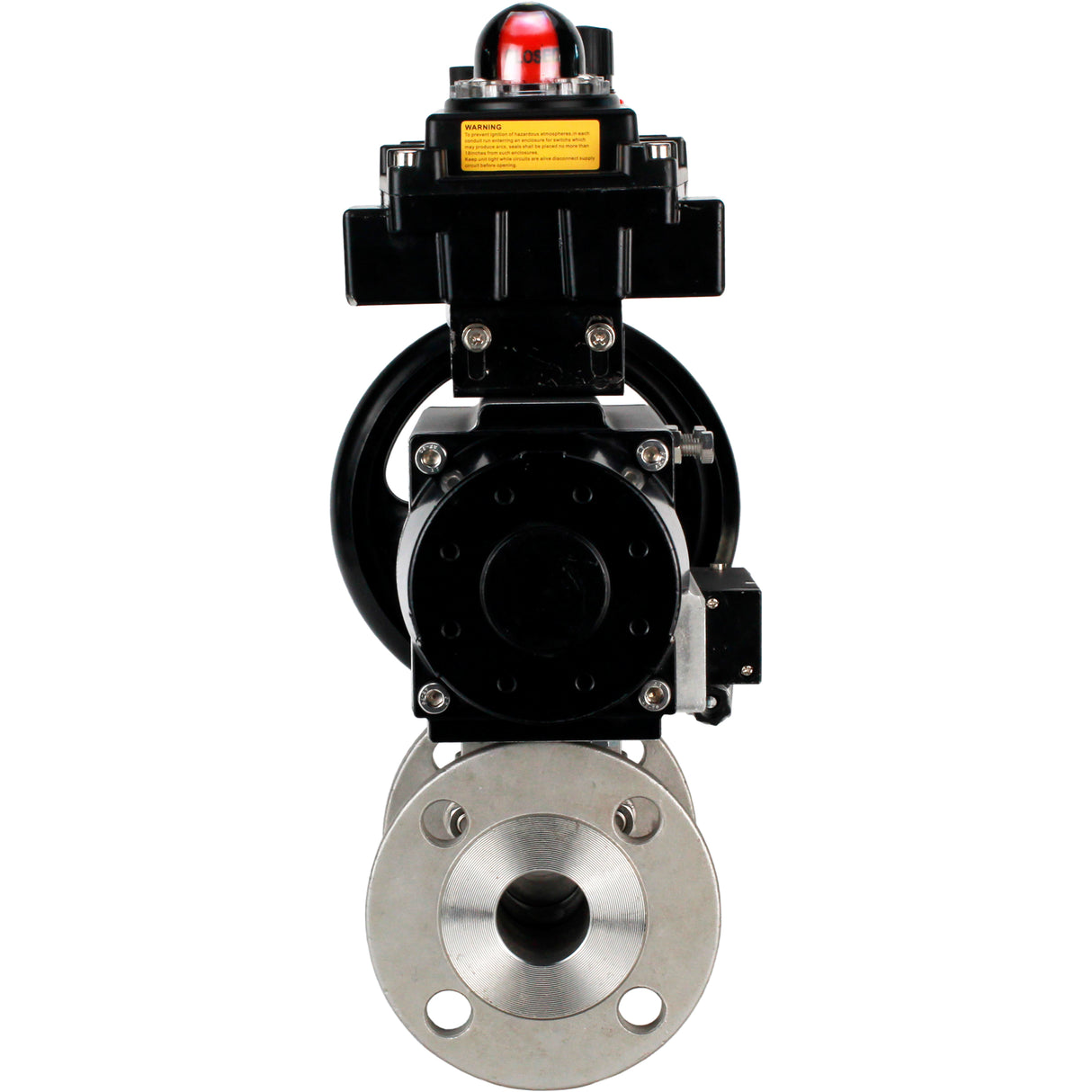 Ball valves Elephant BV3232P(3pc)-FP-F-ISO-H DN65-100 25/40 bar flanged with ISO flange, body - 316 stainless steel, full bore, seal - PTFE, with pneumatic drive PA-DA-105-1, pneumatic distributor 4M310-08 NAMUR 220V, LSU APL-410N Ex, ATU AFC2000