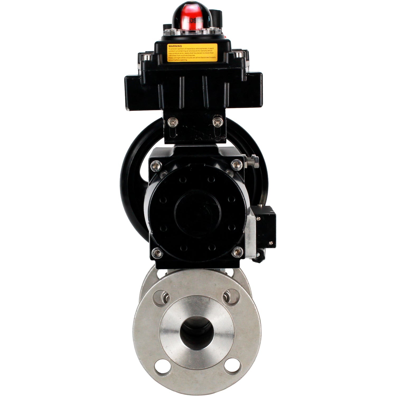 Ball valves Elephant BV3232P(3pc)-FP-F-ISO-H DN65-100 25/40 bar flanged with ISO flange, body - 316 stainless steel, full bore, seal - PTFE, with pneumatic drive PA-DA-105-1, pneumatic distributor 4M310-08 NAMUR 220V, LSU APL-410N Ex, ATU AFC2000