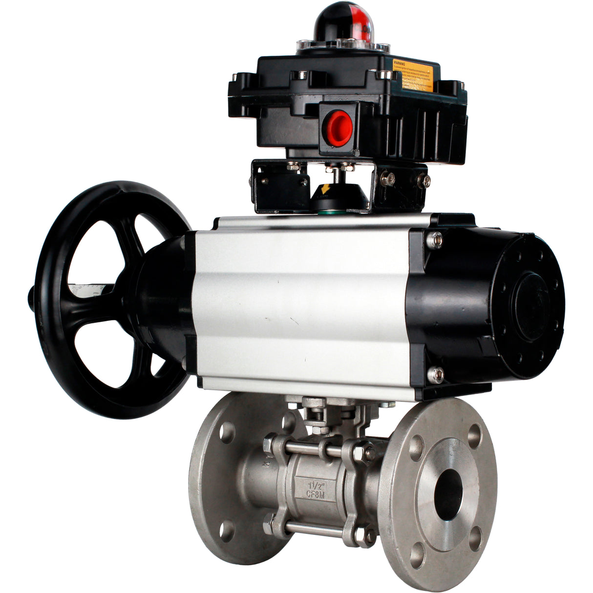 Ball valves Elephant BV3232P(3pc)-FP-F-ISO-H DN65-100 25/40 bar flanged with ISO flange, body - 316 stainless steel, full bore, seal - PTFE, with pneumatic drive PA-DA-105-1, pneumatic distributor 4M310-08 NAMUR 220V, LSU APL-410N Ex