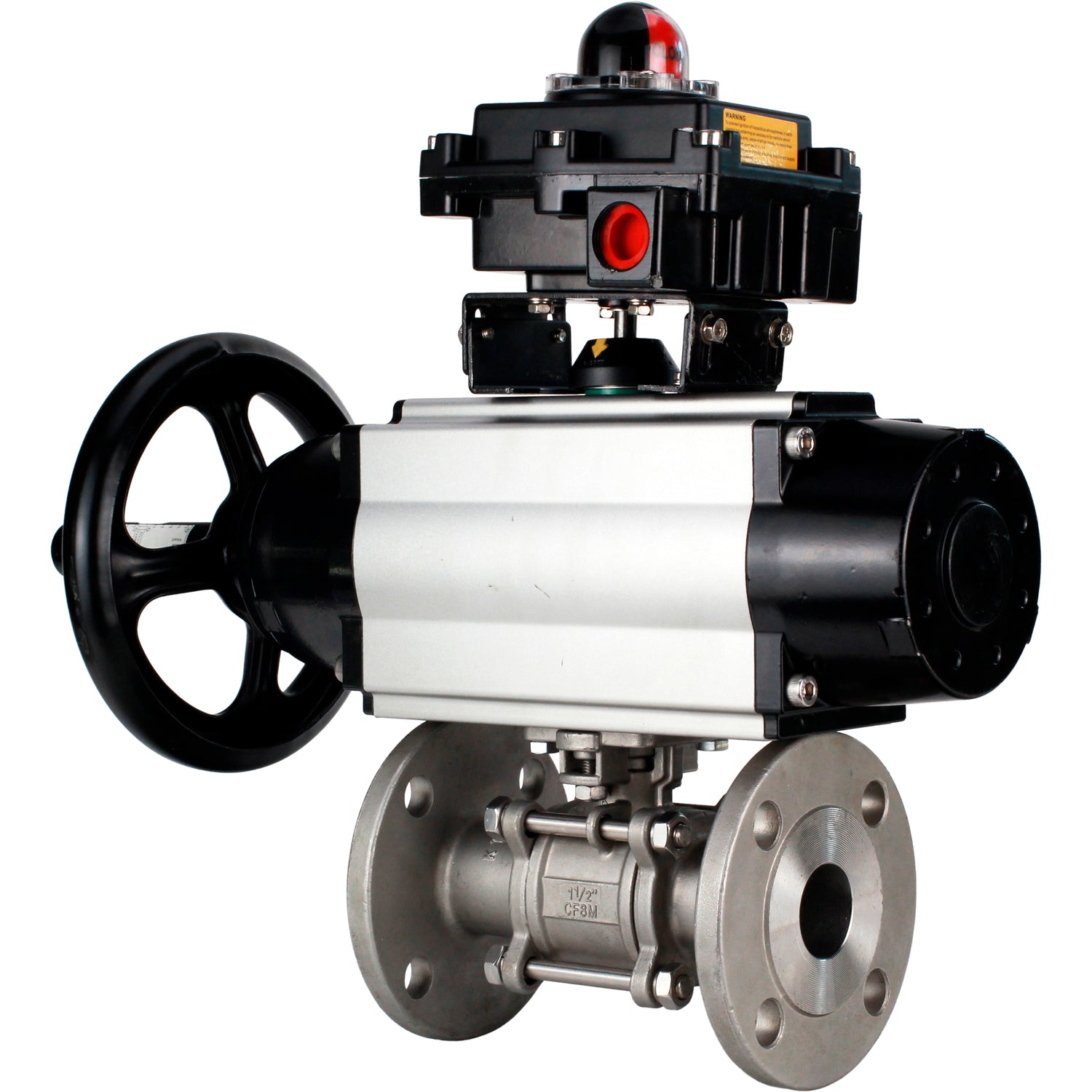Ball valves Elephant BV3232P(3pc)-FP-F-ISO-H DN65-100 25/40 bar flanged with ISO flange, body - 316 stainless steel, full bore, seal - PTFE, with pneumatic drive PA-DA-105-1, pneumatic distributor 4M310-08 NAMUR 220V, LSU APL-410N Ex