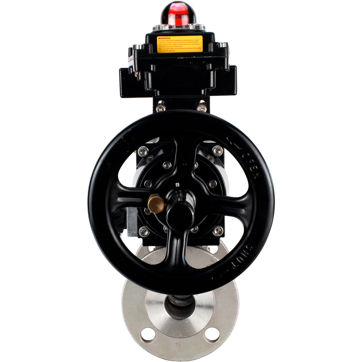 Ball valves Elephant BV3232P(3pc)-FP-F-ISO-H DN65-100 25/40 bar flanged with ISO flange, body - 316 stainless steel, full bore, seal - PTFE, with pneumatic drive PA-DA-105-1, pneumatic distributor 4M310-08 NAMUR 220V, LSU APL-410N Ex