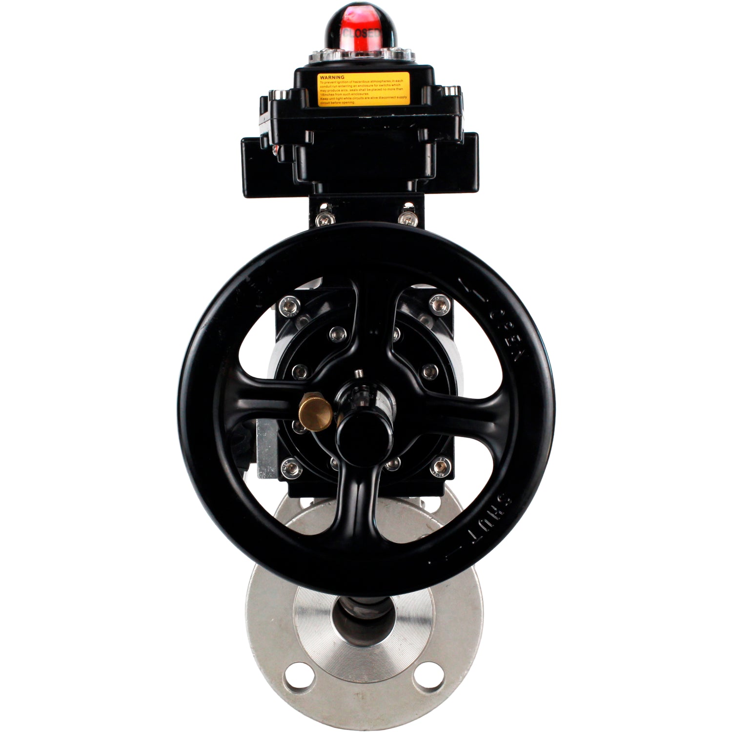 Ball valves Elephant BV3232P(3pc)-FP-F-ISO-H DN65-100 25/40 bar flanged with ISO flange, body - 316 stainless steel, full bore, seal - PTFE, with pneumatic drive PA-DA-105-1, pneumatic distributor 4M310-08 NAMUR 220V, LSU APL-410N Ex