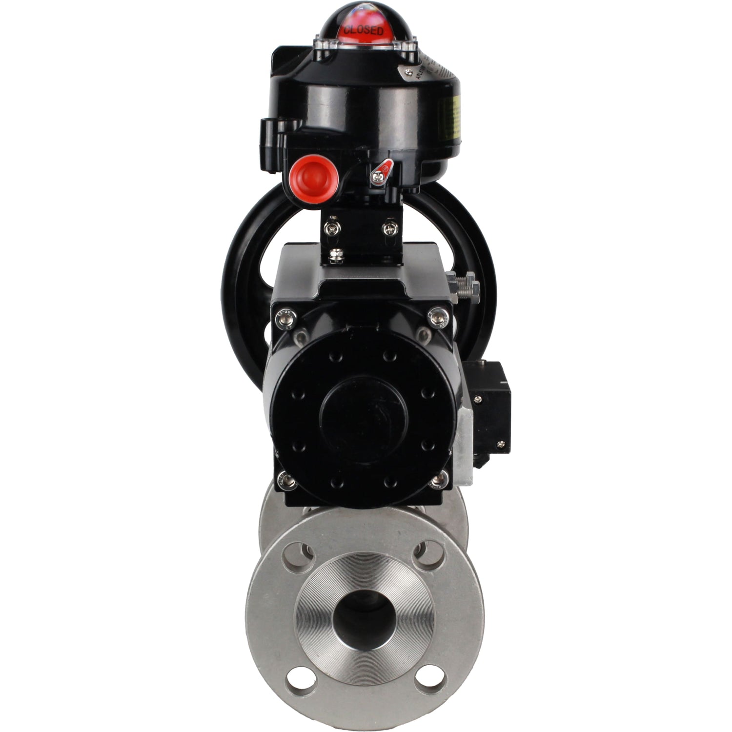 Ball valves Elephant BV3232P(3pc)-FP-F-ISO-H DN65-100 25/40 bar flanged with ISO flange, body - 316 stainless steel, full bore, seal - PTFE, with pneumatic drive PA-DA-105-1, pneumatic distributor 4M310-08 NAMUR 220V, LSU APL-510N Ex