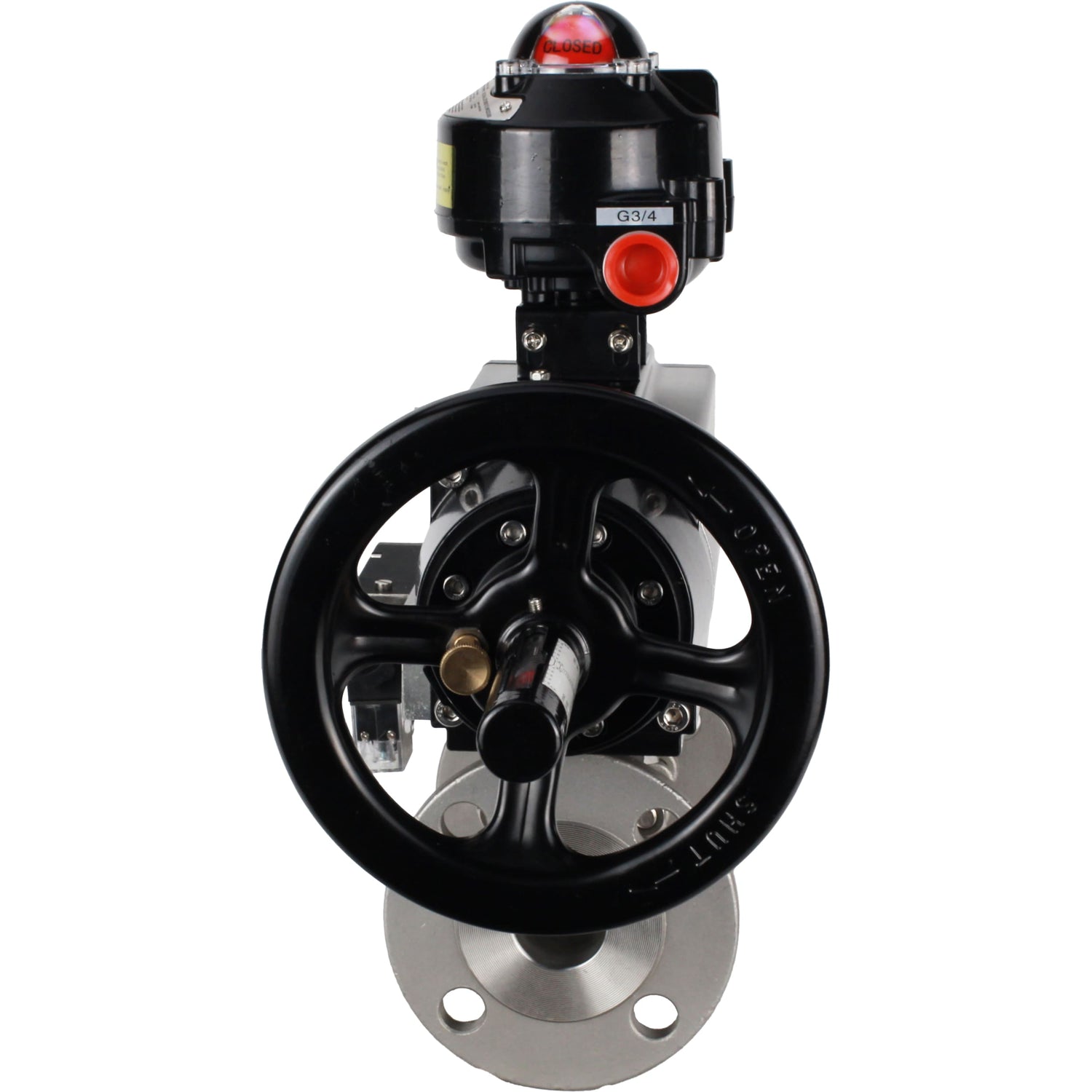 Ball valves Elephant BV3232P(3pc)-FP-F-ISO-H DN65-100 25/40 bar flanged with ISO flange, body - 316 stainless steel, full bore, seal - PTFE, with pneumatic drive PA-DA-105-1, pneumatic distributor 4M310-08 NAMUR 220V, LSU APL-510N Ex