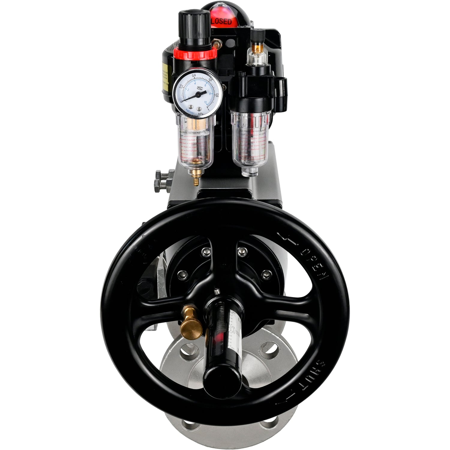 Ball valves Elephant BV3232P(3pc)-FP-F-ISO-H DN65-100 25/40 bar flanged with ISO flange, body - 316 stainless steel, full bore, seal - PTFE, with pneumatic drive PA-DA-105-1, pneumatic distributor 4M310-08 NAMUR 220V, LSU APL-510N Ex, ATU AFC2000