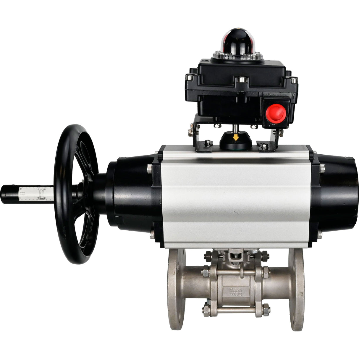 Ball valves Elephant BV3232P(3pc)-FP-F-ISO-H DN65-100 25/40 bar flanged with ISO flange, body - 316 stainless steel, full bore, seal - PTFE, with pneumatic drive PA-DA-105-1, LSU APL-410N Ex