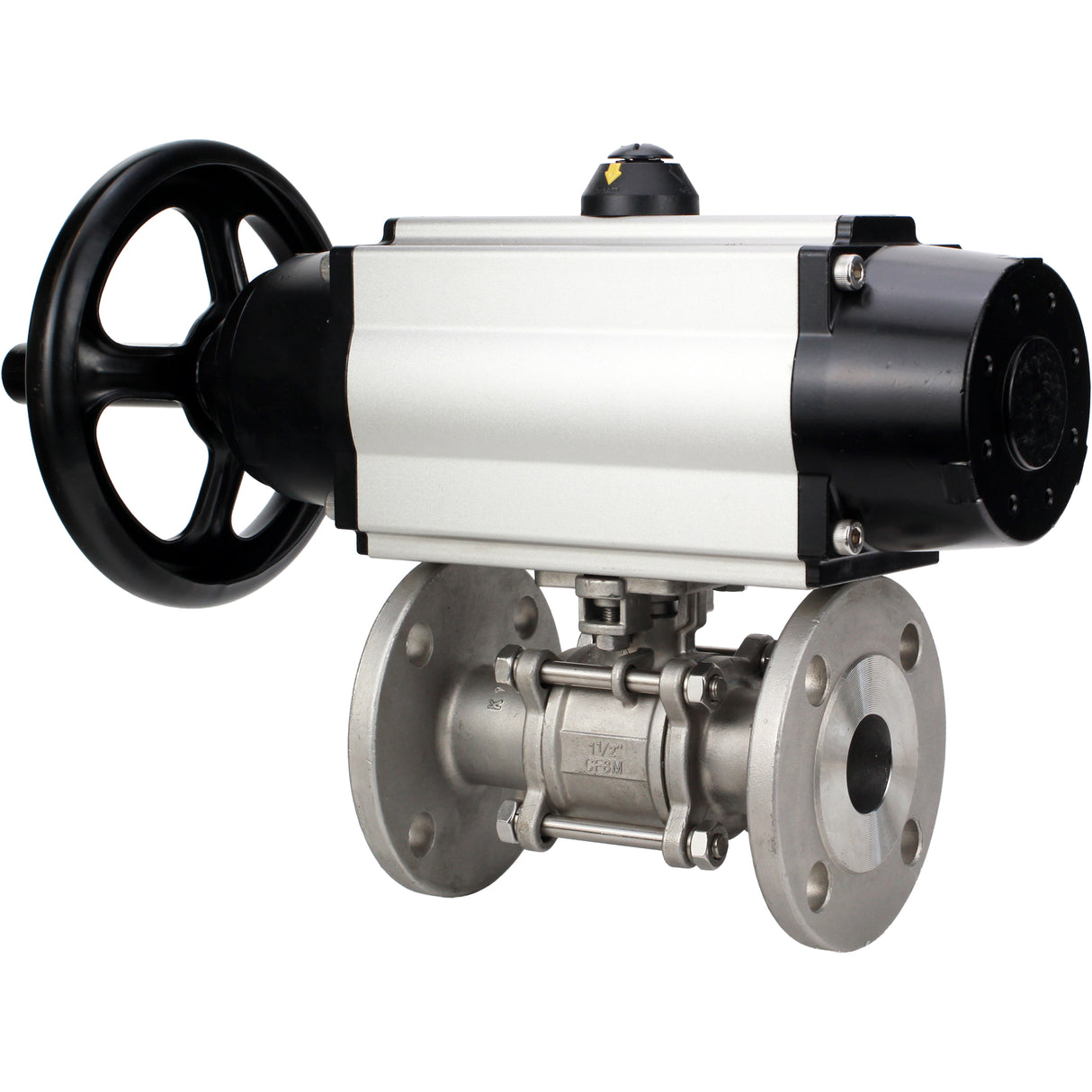 Ball valves Elephant BV3232P(3pc)-FP-F-ISO-H DN65-100 25/40 bar flanged with ISO flange, body - 316 stainless steel, full bore, seal - PTFE, with pneumatic drive PA-DA-105-1