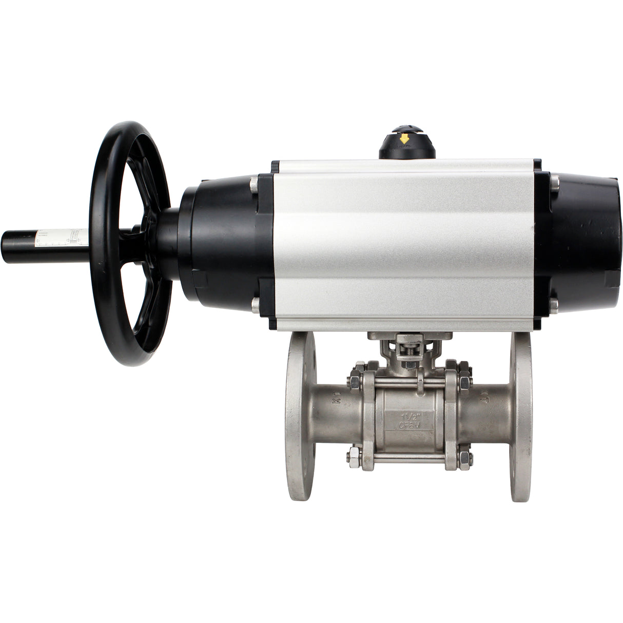 Ball valves Elephant BV3232P(3pc)-FP-F-ISO-H DN65-100 25/40 bar flanged with ISO flange, body - 316 stainless steel, full bore, seal - PTFE, with pneumatic drive PA-DA-105-1