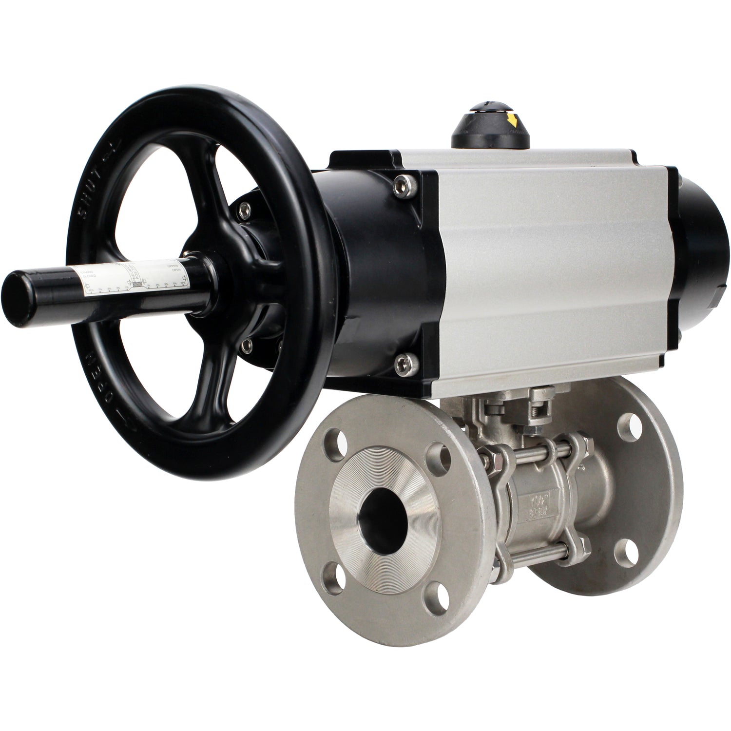 Ball valves Elephant BV3232P(3pc)-FP-F-ISO-H DN65-100 25/40 bar flanged with ISO flange, body - 316 stainless steel, full bore, seal - PTFE, with pneumatic drive PA-DA-105-1