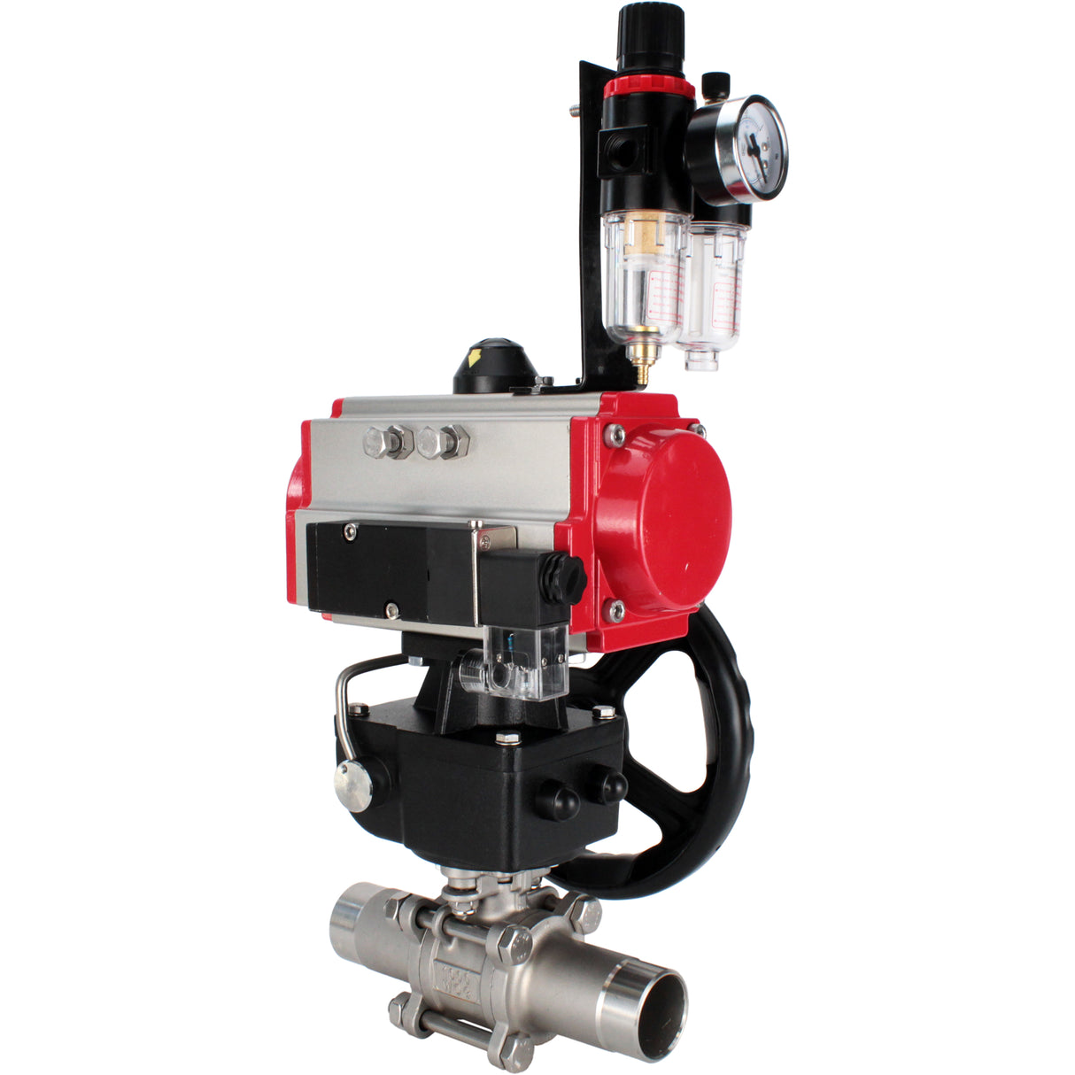 Vannes à boisseau sphérique Elephant BV3131P(3pc)-FP-W-ISO-H LONG à passage intégral, corps - acier inoxydable 304, à souder, avec actionneur pneumatique PA-DA, distributeur pneumatique 4M310-08 220V, réducteur MON et BPV AFC2000