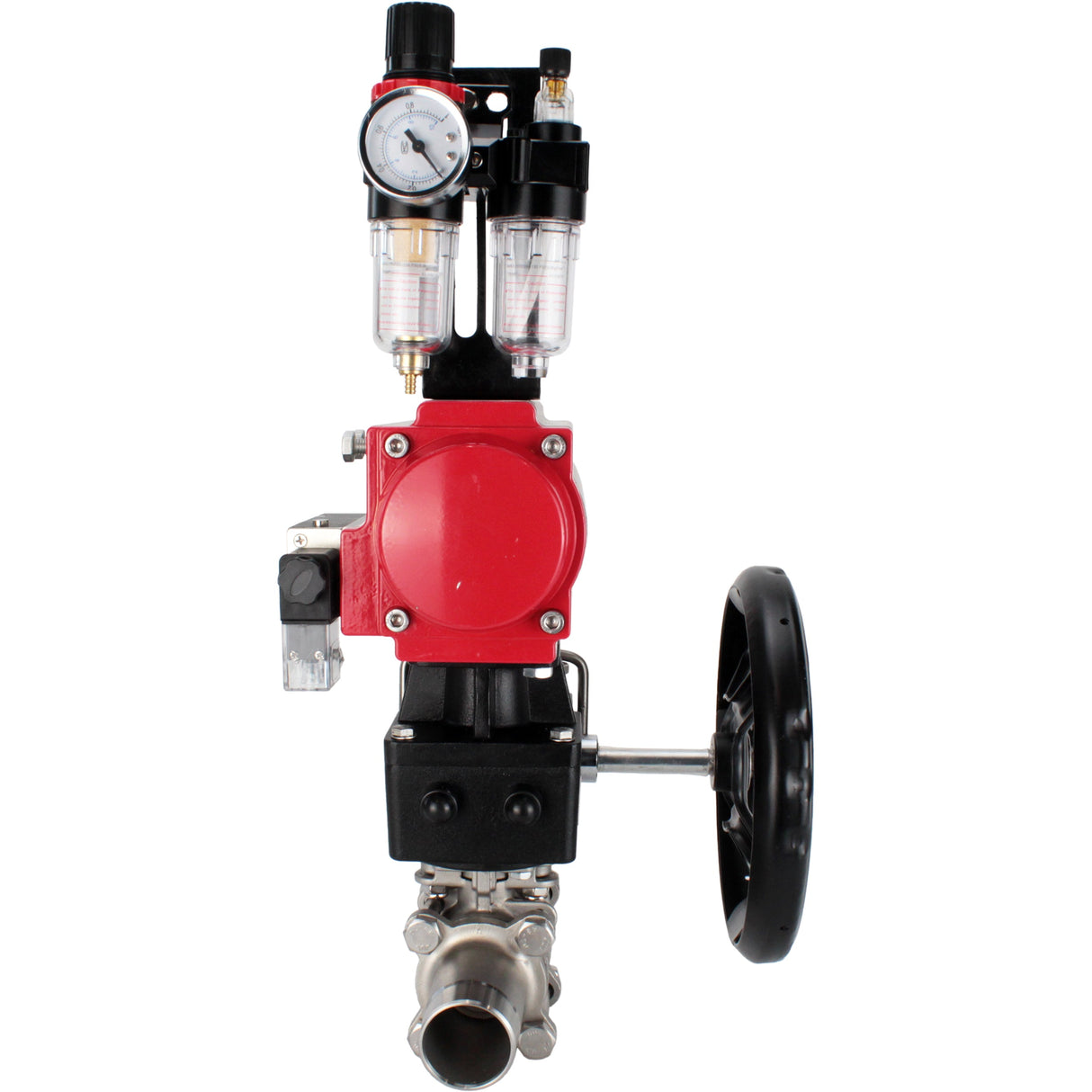 Vannes à boisseau sphérique Elephant BV3232P(3pc)-FP-W-ISO-H LONG à passage intégral, corps - acier inoxydable 316, à souder, avec actionneur pneumatique PA-DA, distributeur pneumatique 4M310-08 220V, réducteur MON et BPV AFC2000