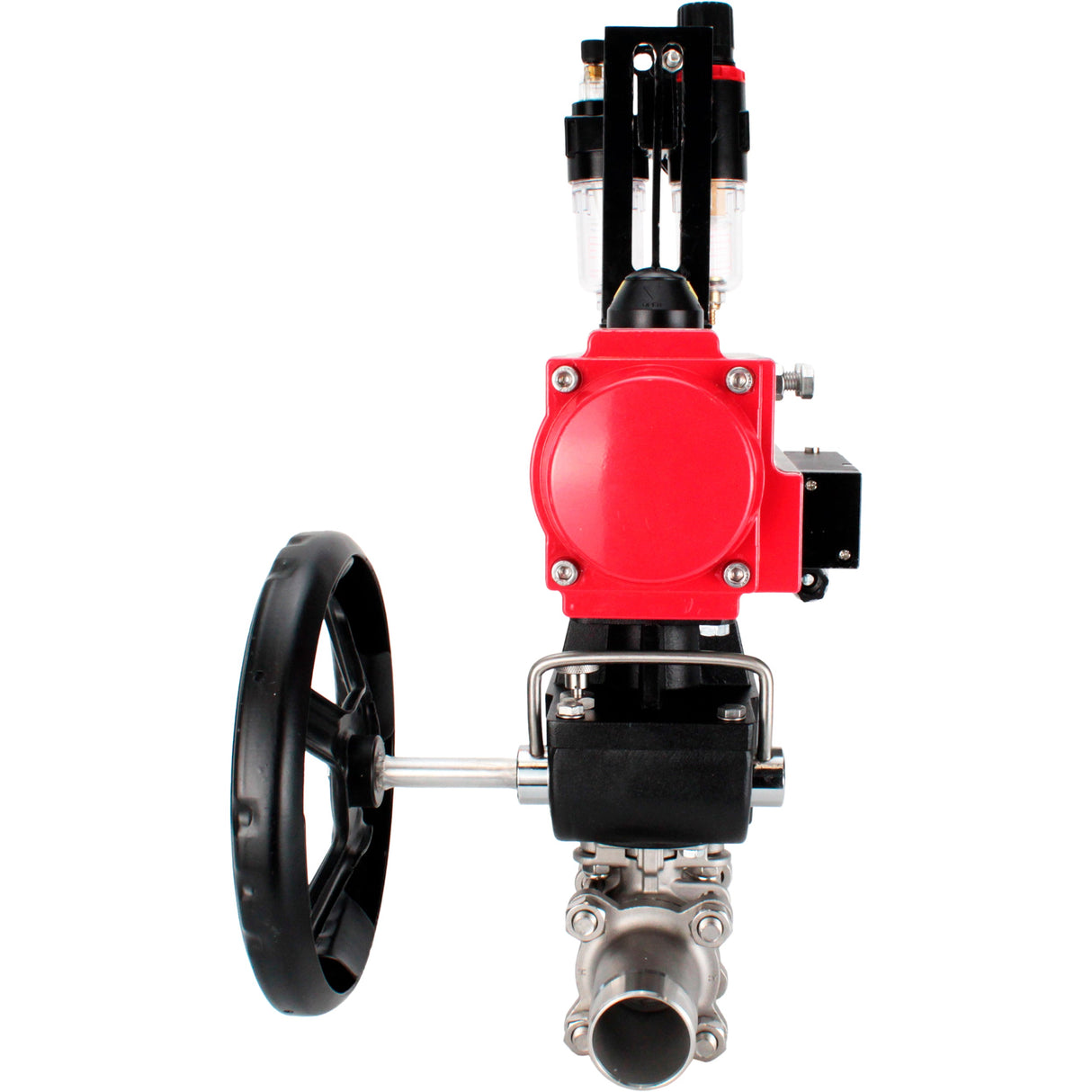 Vannes à boisseau sphérique Elephant BV3232P(3pc)-FP-W-ISO-H LONG à passage intégral, corps - acier inoxydable 316, à souder, avec actionneur pneumatique PA-DA, distributeur pneumatique 4M310-08 220V, réducteur MON et BPV AFC2000