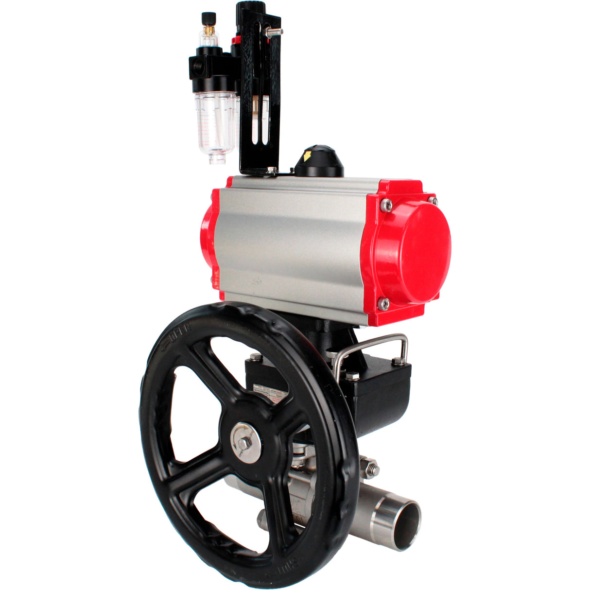 Vannes à boisseau sphérique Elephant BV3232P(3pc)-FP-W-ISO-H LONG à passage intégral, corps - acier inoxydable 316, à souder, avec actionneur pneumatique PA-DA, distributeur pneumatique 4M310-08 220V, réducteur MON et BPV AFC2000