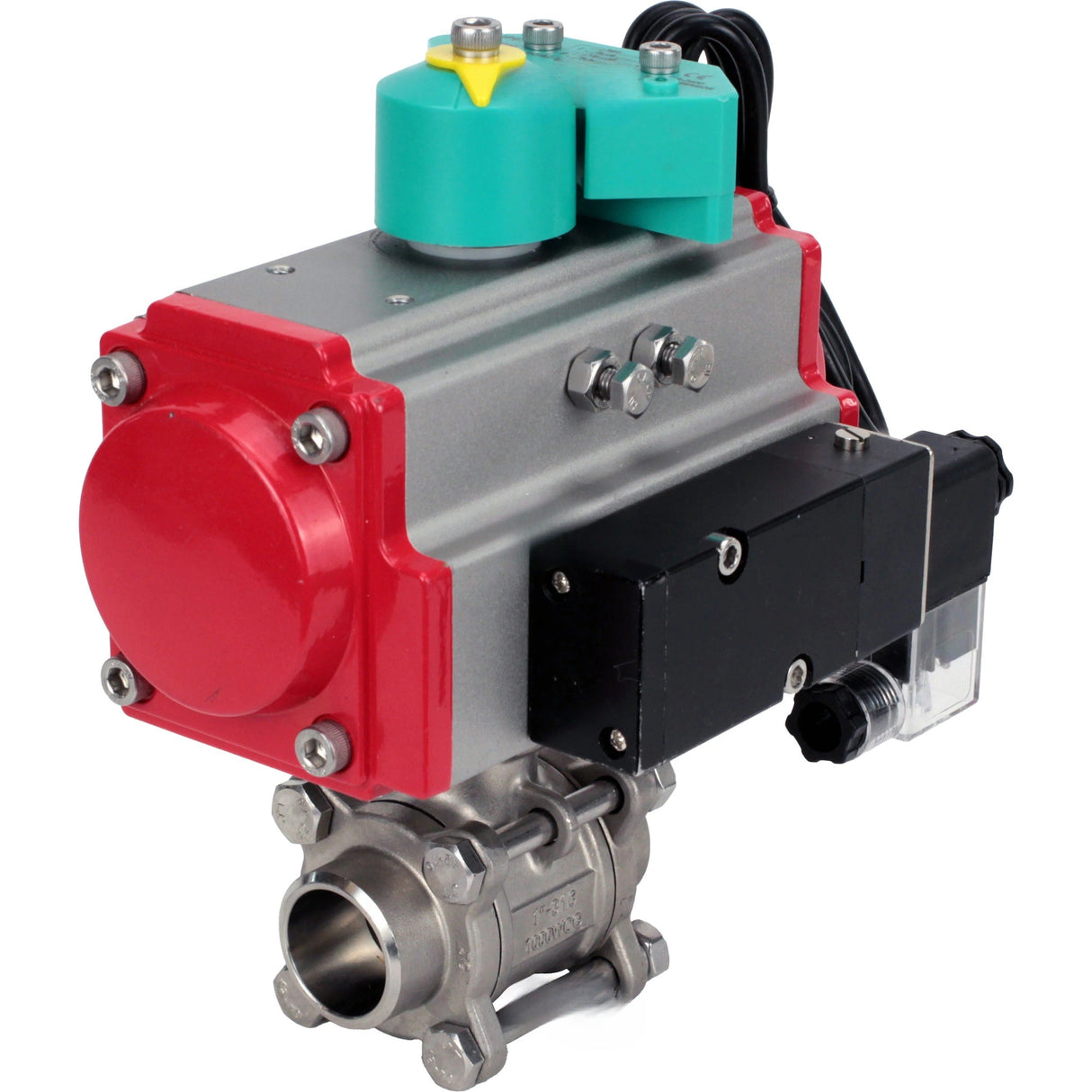 Ball valves Elephant BV3232P(3pc)-FP-W-ISO-H DN10-100 63/40/25 bar full bore, body - 316 stainless steel, seal - PTFE, for welding, with PA-DA pneumatic actuator, pneumatic distributor 4M310-08 NAMUR 24V and ALS200D magnetic switch