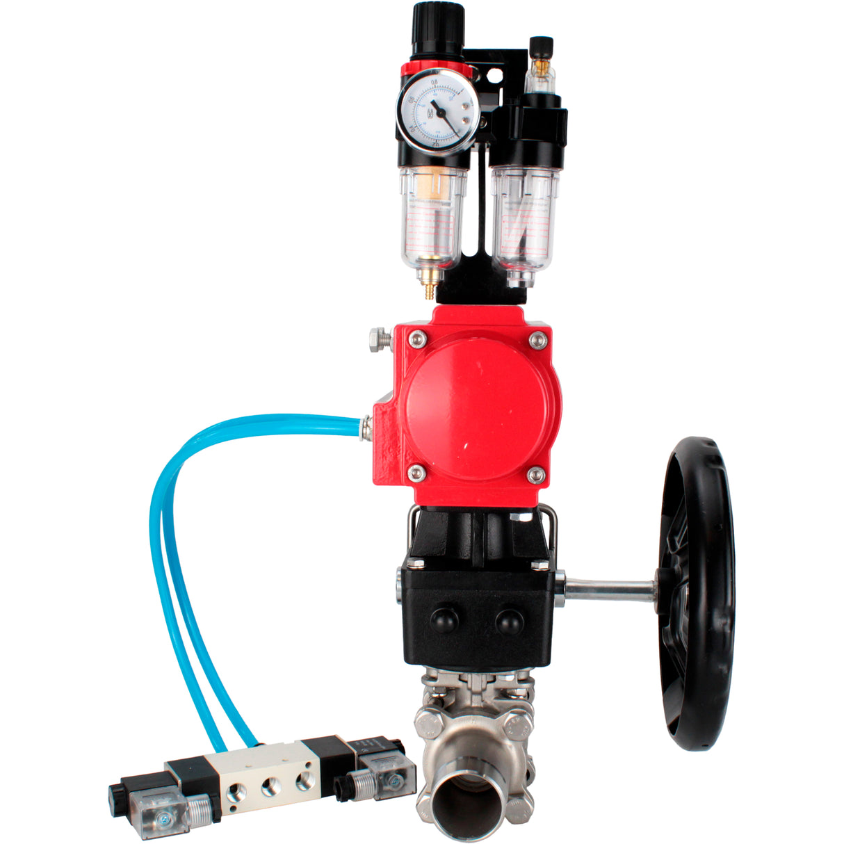 Vannes à boisseau sphérique Elephant BV3131P(3pc)-FP-W-ISO-H LONG à passage intégral, corps - acier inoxydable 304, à souder, avec actionneur pneumatique PA-DA, distributeur pneumatique 4V320-10 220V, réducteur MON et BPV AFC2000