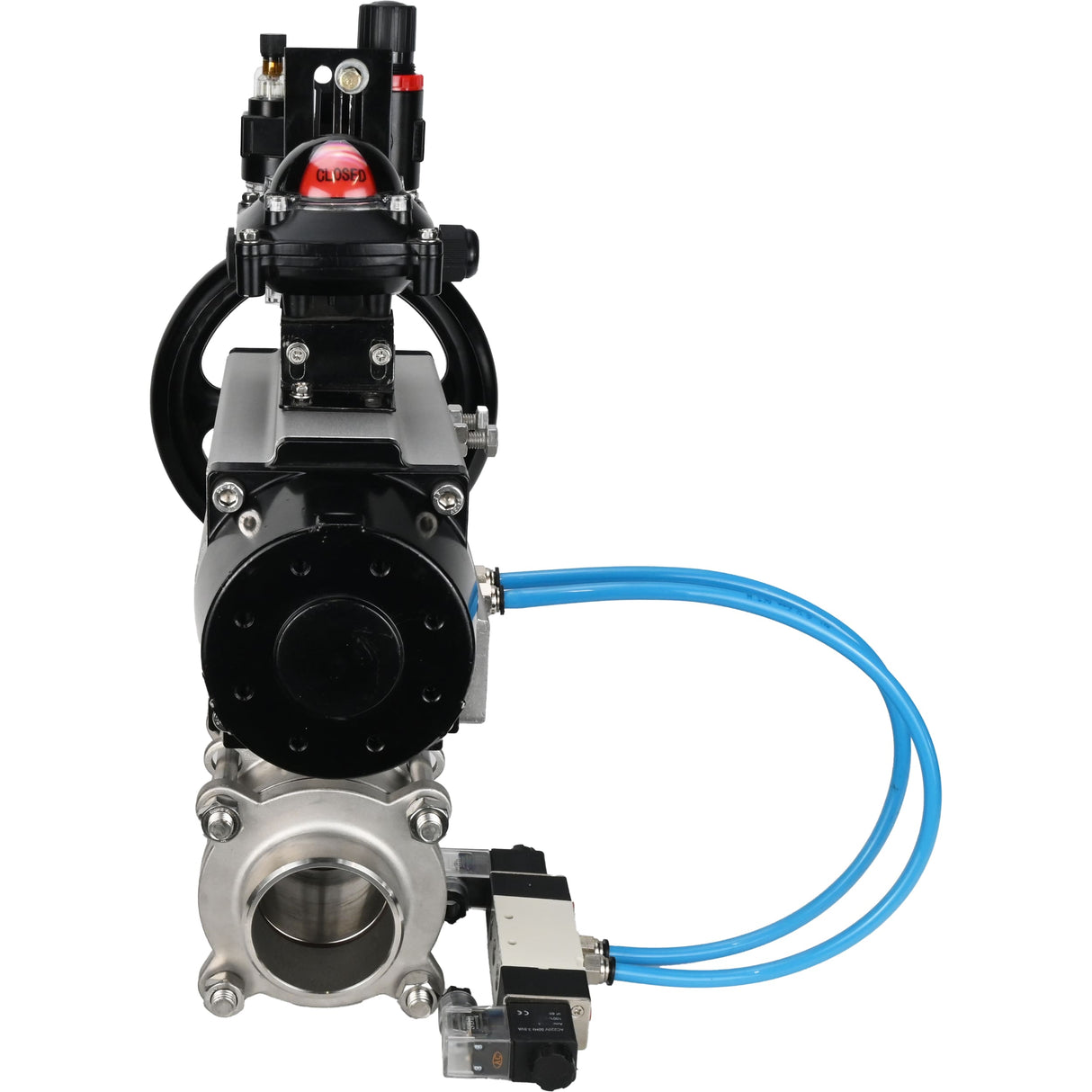 Ball valves Elephant BV3232P(3pc)-FP-W-ISO-H,  body material - Stainless steel AISI 316, seal - PTFE / PTFE / Teflon, with pneumatic actuator double action PA-DA-105-1, 4V320-10 220V, LSU APL-210N, ATU AFC2000