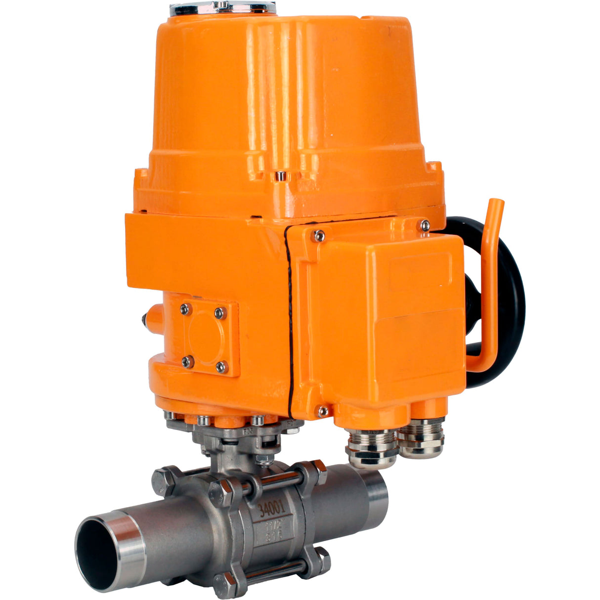 Vannes à boisseau sphérique Elephant BV3131P(3pc)-FP-W-ISO-H LONG à passage intégral, corps - acier inoxydable 304, soudé, avec entraînement électrique antidéflagrant 1/4 de tour Elephant QT-EX-EM-O2-24VDC-U1 24V