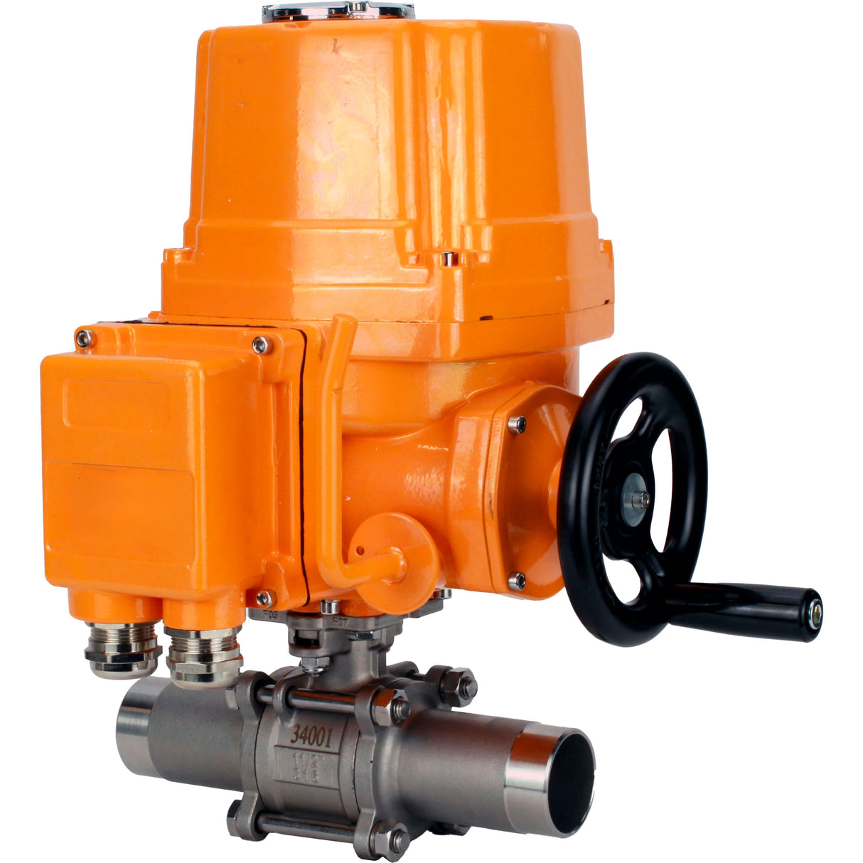 Vannes à boisseau sphérique Elephant BV3131P(3pc)-FP-W-ISO-H LONG à passage intégral, corps - acier inoxydable 304, soudé, avec entraînement électrique antidéflagrant 1/4 de tour Elephant QT-EX-EM-O2-24VDC-U1 24V