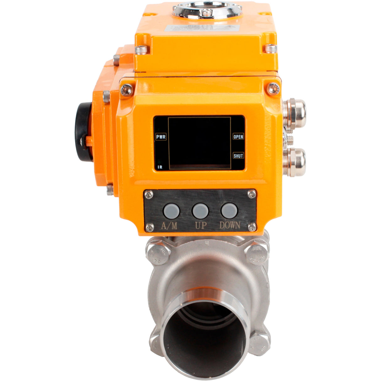 Vannes à boisseau sphérique Elephant BV3232P(3pc)-FP-W-ISO-H LONG à passage intégral, corps - acier inoxydable 316, soudé, avec entraînement électrique 1/4 de tour Elephant QT-N-EM-B1-220VAC-U1 avec capteur de retour et signal de commande d'entrée 0-10V