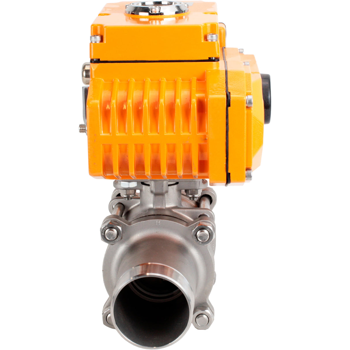 Vannes à boisseau sphérique Elephant BV3232P(3pc)-FP-W-ISO-H LONG à passage intégral, corps - acier inoxydable 316, soudé, avec entraînement électrique 1/4 de tour Elephant QT-N-EM-B1-220VAC-U1 avec capteur de retour et signal de commande d'entrée 0-10V