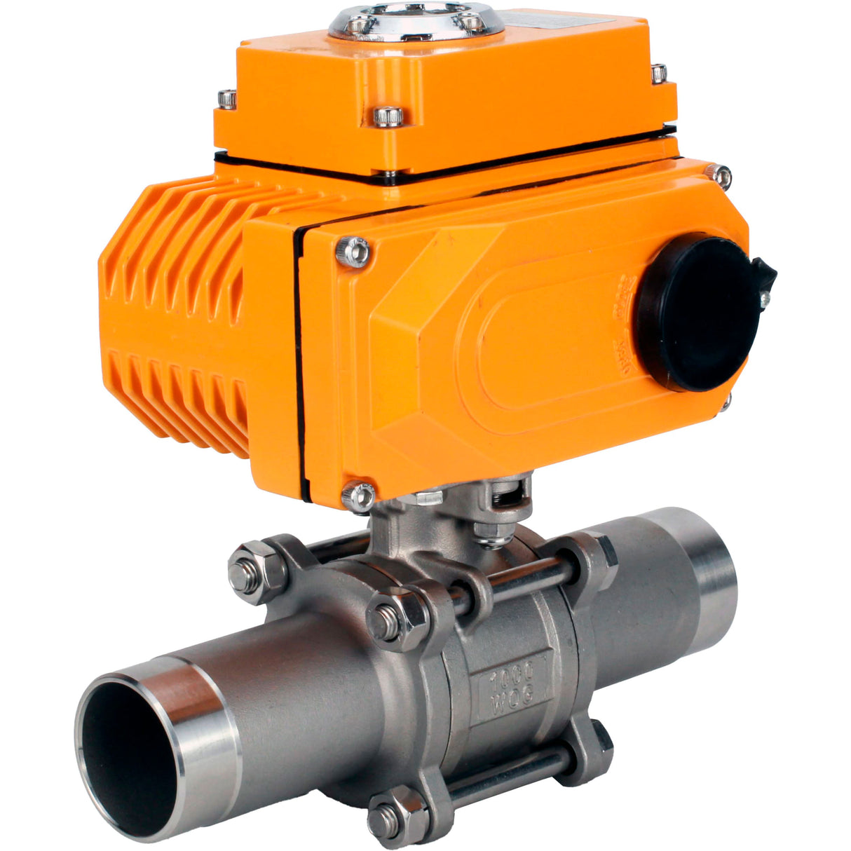 Vannes à boisseau sphérique Elephant BV3131P(3pc)-FP-W-ISO-H LONG à passage intégral, corps - acier inoxydable 304, soudé, avec entraînement électrique 1/4 de tour Elephant QT-N-EM-O1-380VAC-U1 380V