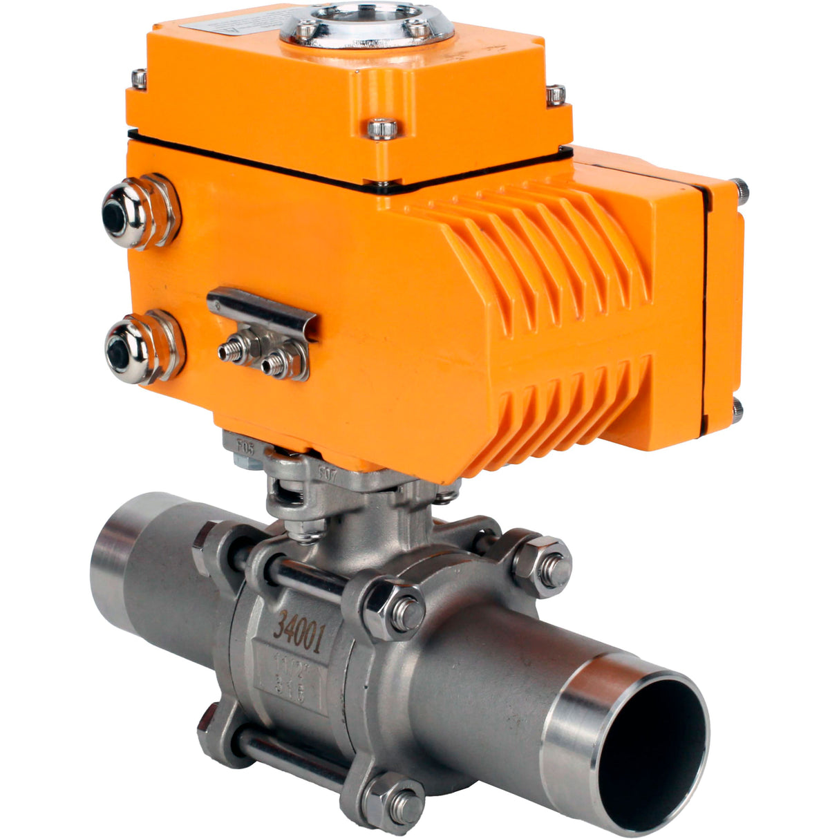 Vannes à boisseau sphérique Elephant BV3131P(3pc)-FP-W-ISO-H LONG à passage intégral, corps - acier inoxydable 304, soudé, avec entraînement électrique 1/4 de tour Elephant QT-N-EM-O1-380VAC-U1 380V