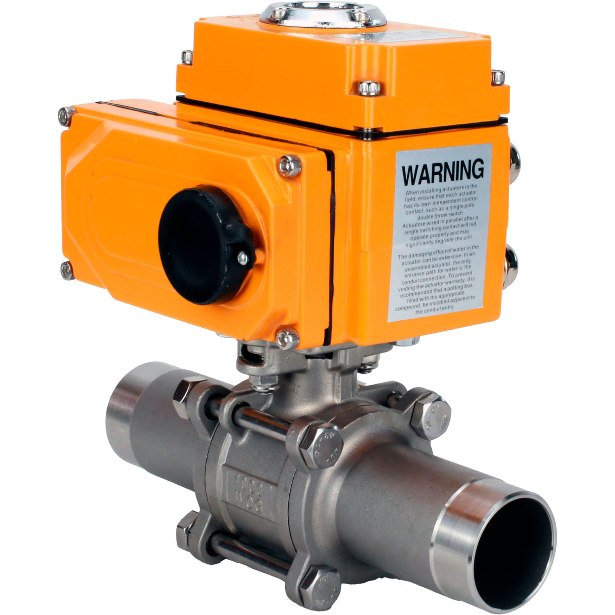 Vannes à boisseau sphérique Elephant BV3131P(3pc)-FP-W-ISO-H LONG à passage intégral, corps - acier inoxydable 304, soudé, avec entraînement électrique 1/4 de tour Elephant QT-N-EM-O1-380VAC-U1 380V