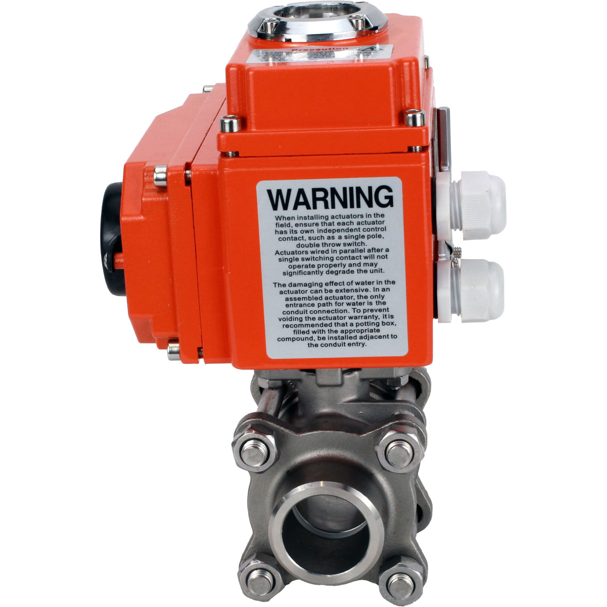 Vannes à boisseau sphérique Elephant BV3232P(3pc)-FP-W-ISO-H à passage intégral, soudées, corps - acier inoxydable SS316, joint - PTFE, avec entraînement électrique 1/4 de tour QT-N-020EM-O1-220VAC-U1 220V HARK