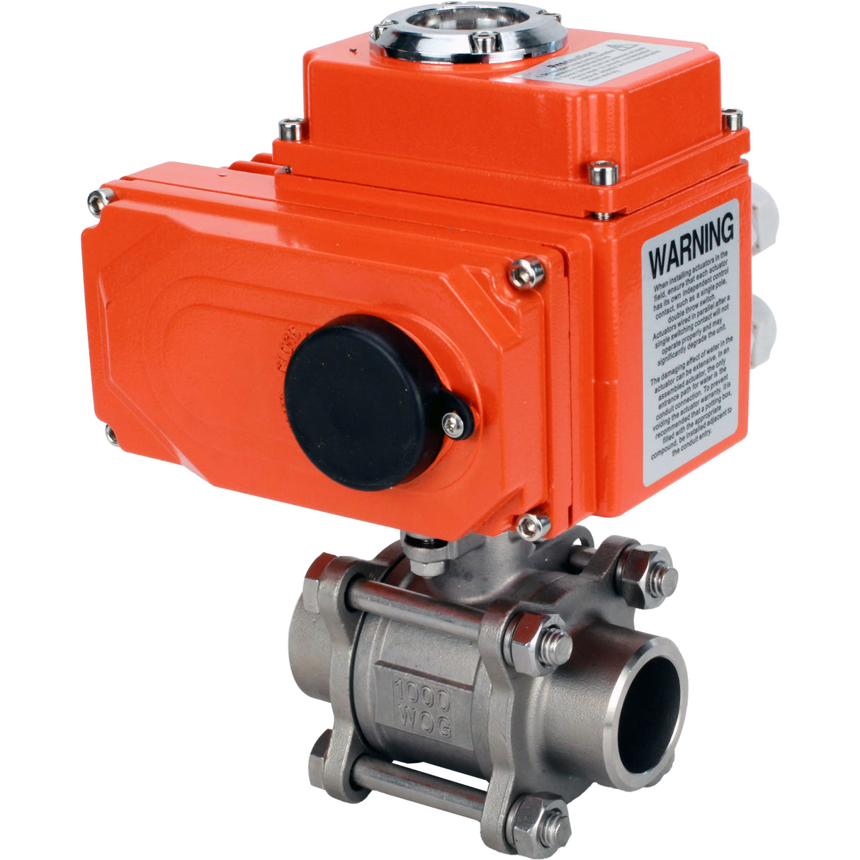 Vannes à boisseau sphérique Elephant BV3232P(3pc)-FP-W-ISO-H à passage intégral, soudées, corps - acier inoxydable SS316, joint - PTFE, avec entraînement électrique 1/4 de tour QT-N-020EM-O1-220VAC-U1 220V HARK