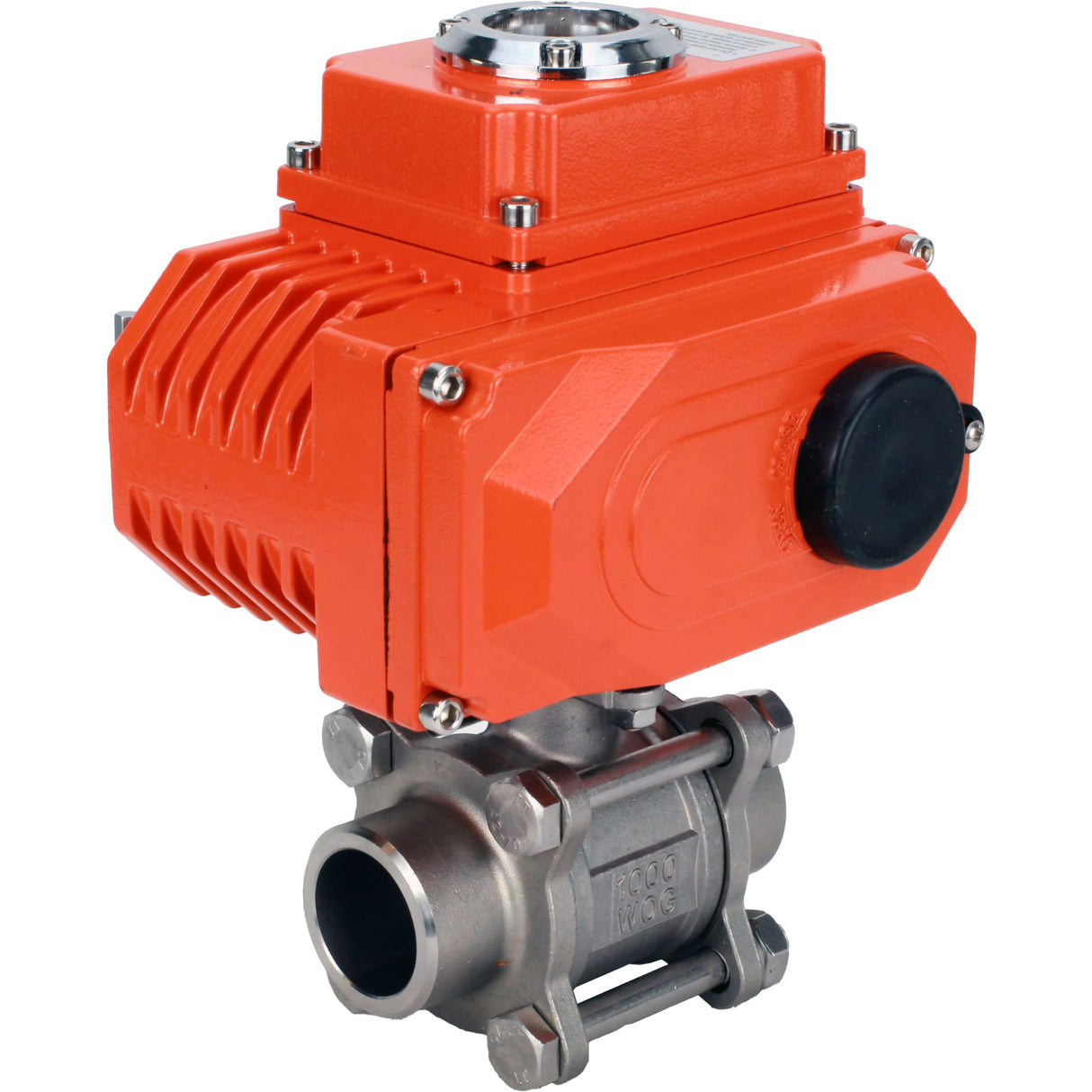 Vannes à boisseau sphérique Elephant BV3232P(3pc)-FP-W-ISO-H à passage intégral, soudées, corps - acier inoxydable SS316, joint - PTFE, avec entraînement électrique 1/4 de tour QT-N-020EM-O1-220VAC-U1 220V HARK