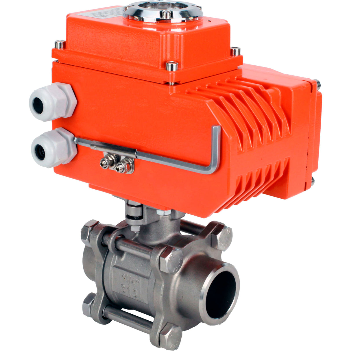 Vannes à boisseau sphérique Elephant BV3232P(3pc)-FP-W-ISO-H à passage intégral, soudées, corps - acier inoxydable SS316, joint - PTFE, avec entraînement électrique 1/4 de tour QT-N-020EM-O1-220VAC-U1 220V HARK