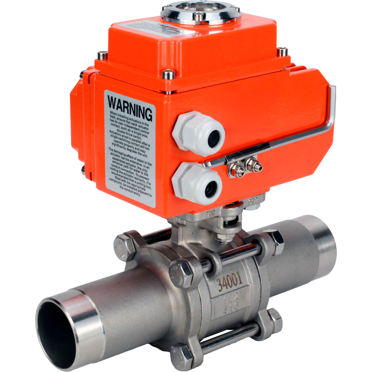 Vannes à boisseau sphérique Elephant BV3232P(3pc)-FP-W-ISO-H LONG à passage intégral, soudées, corps - acier inoxydable SS316, joint - PTFE, avec entraînement électrique 1/4 de tour QT-N-003EM-O1-24VDC-U1 24V HARK