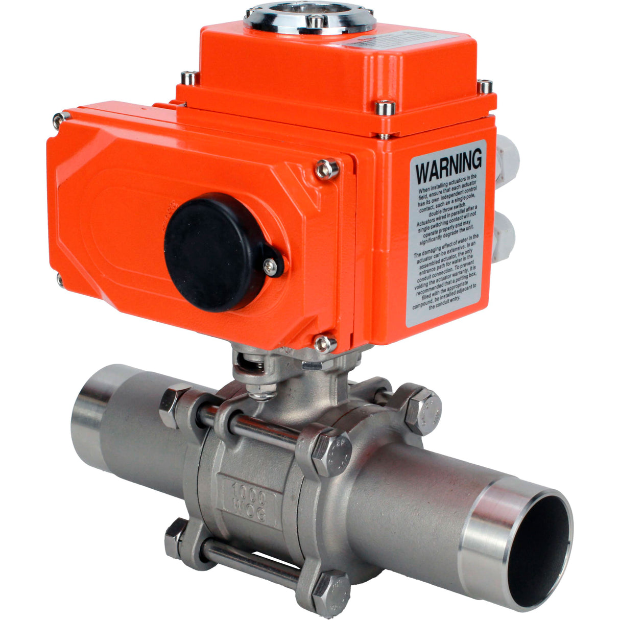 Vannes à boisseau sphérique Elephant BV3232P(3pc)-FP-W-ISO-H LONG à passage intégral, soudées, corps - acier inoxydable SS316, joint - PTFE, avec entraînement électrique 1/4 de tour QT-N-003EM-O1-24VDC-U1 24V HARK