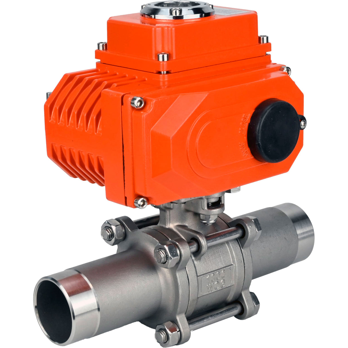 Vannes à boisseau sphérique Elephant BV3232P(3pc)-FP-W-ISO-H LONG à passage intégral, soudées, corps - acier inoxydable SS316, joint - PTFE, avec entraînement électrique 1/4 de tour QT-N-EM-O1-380VAC-U1 380V HARK