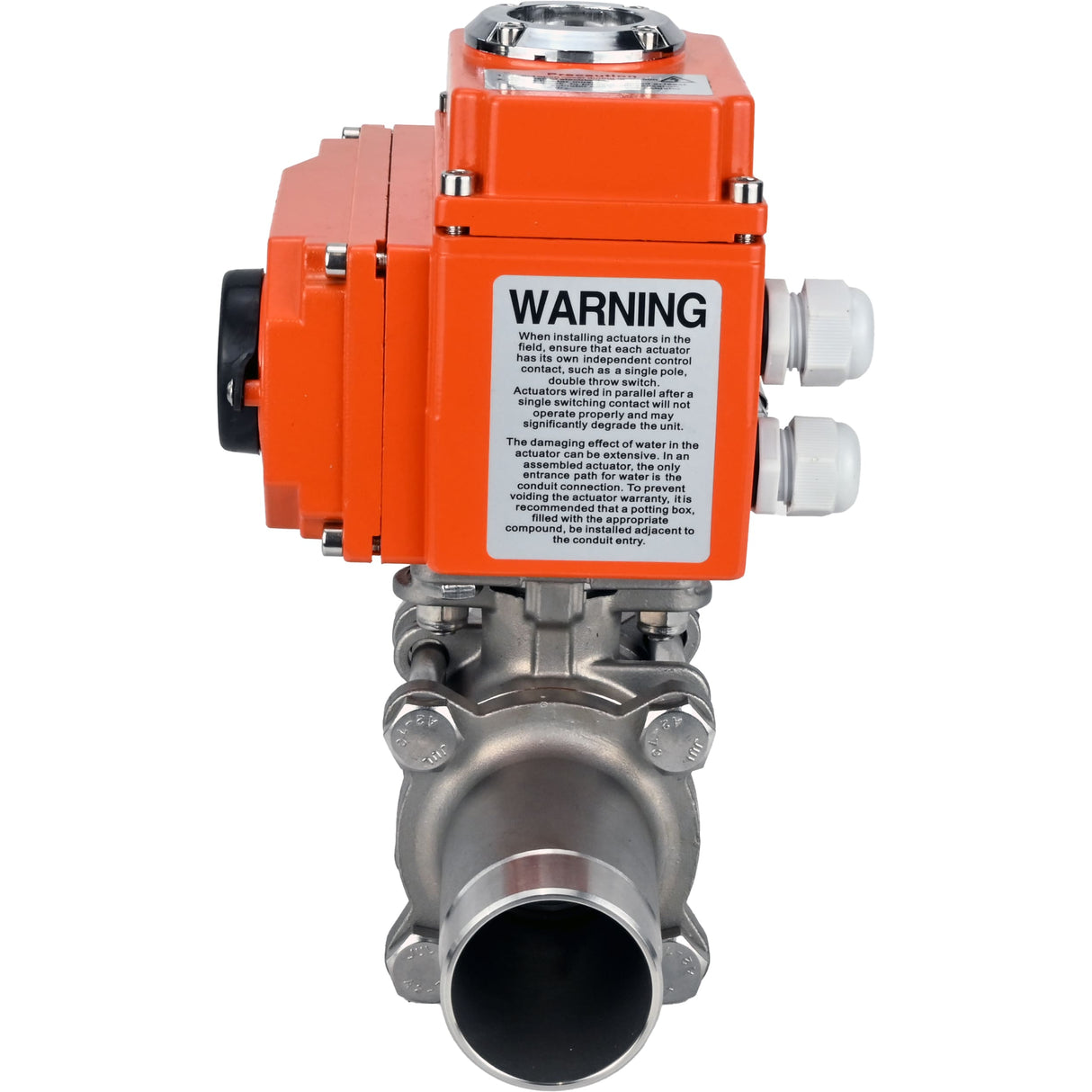 Vannes à boisseau sphérique Elephant BV3232P(3pc)-FP-W-ISO-H LONG à passage intégral, soudées, corps - acier inoxydable SS316, joint - PTFE, avec entraînement électrique 1/4 de tour QT-N-EM-O1-380VAC-U1 380V HARK