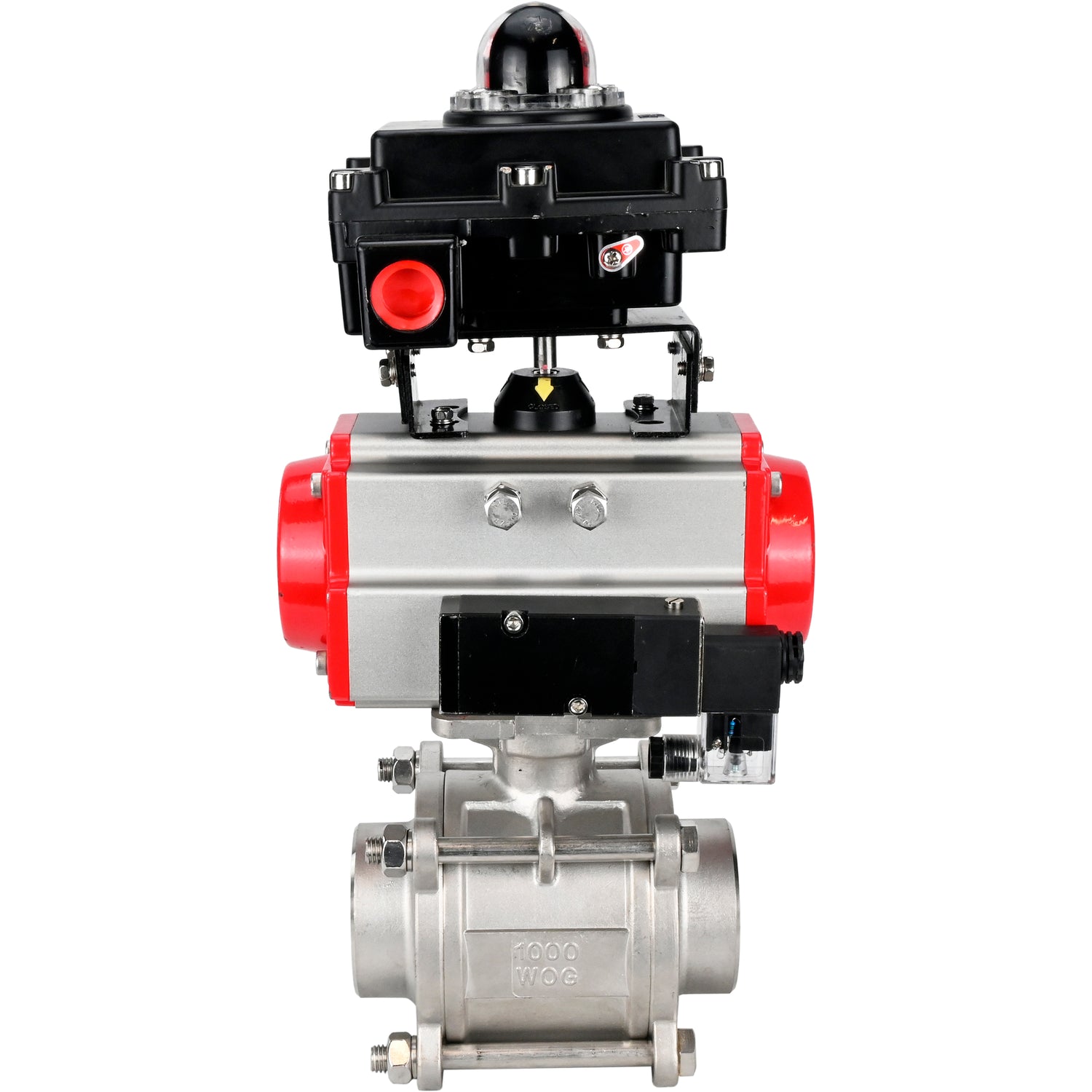 Ball valves Elephant BV3232P(3pc)-FP-W-ISO-H WDVF DN15-32 63 bar full bore, body - 316 stainless steel, seal - PTFE, for welding, with PA-DA pneumatic actuator, pneumatic distributor 4M310-08 NAMUR 24V, LSU APL-410N EX