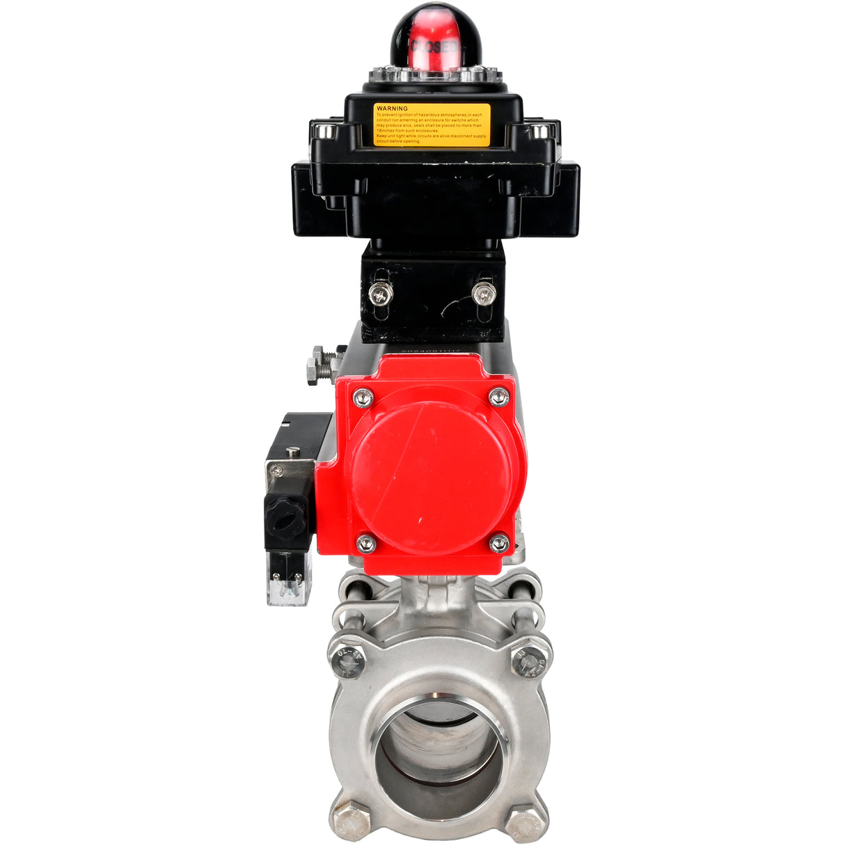Ball valves Elephant BV3232P(3pc)-FP-W-ISO-H WDVF DN15-32 63 bar full bore, body - 316 stainless steel, seal - PTFE, for welding, with PA-DA pneumatic actuator, pneumatic distributor 4M310-08 NAMUR 24V, LSU APL-410N EX