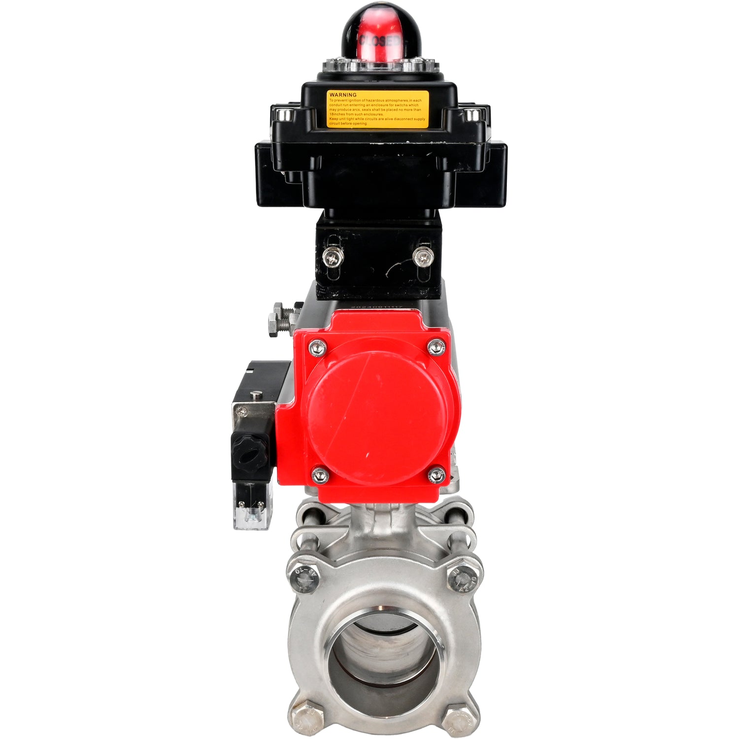 Ball valves Elephant BV3232P(3pc)-FP-W-ISO-H WDVF DN15-32 63 bar full bore, body - 316 stainless steel, seal - PTFE, for welding, with PA-DA pneumatic actuator, pneumatic distributor 4M310-08 NAMUR 24V, LSU APL-410N EX