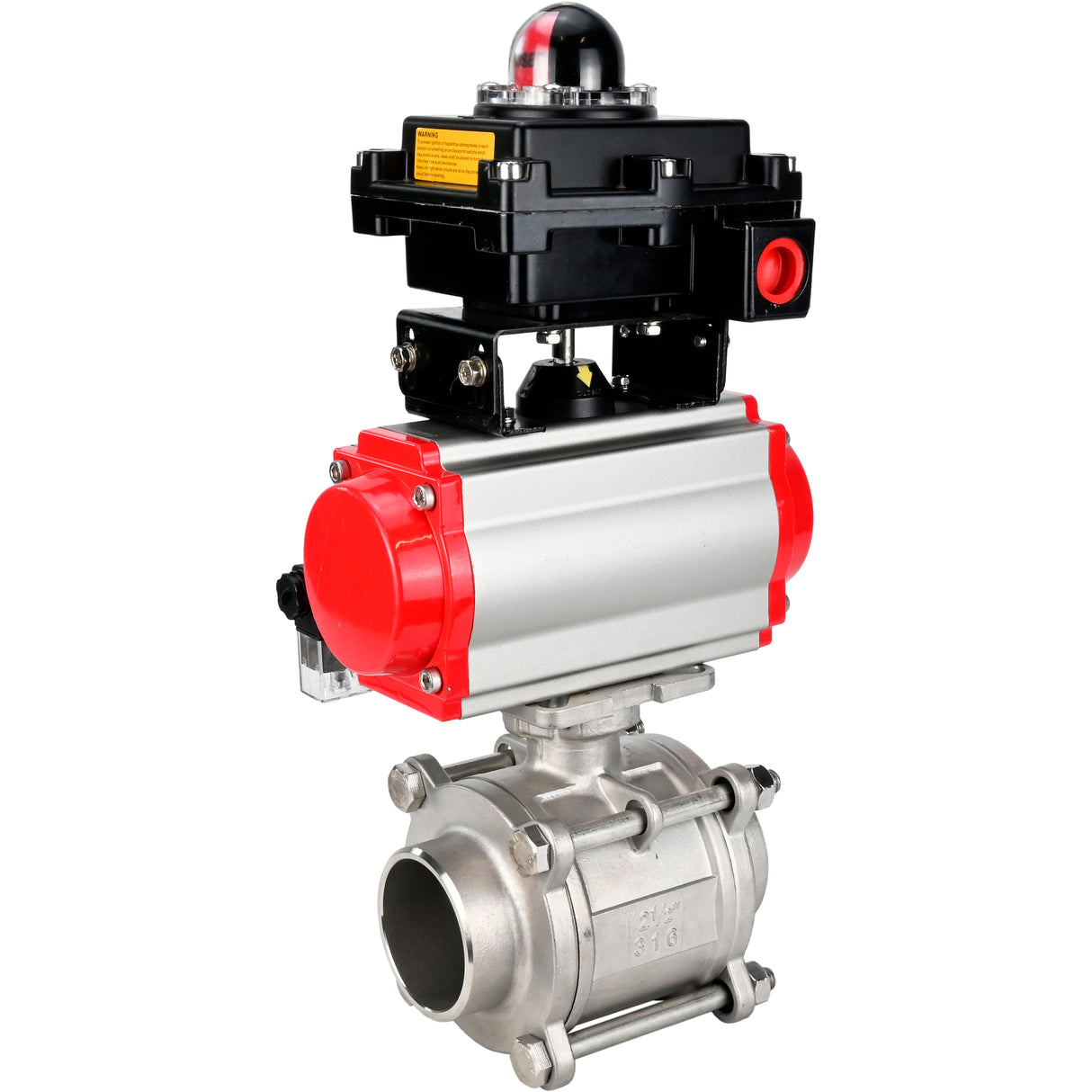 Ball valves Elephant BV3232P(3pc)-FP-W-ISO-H WDVF DN15-32 63 bar full bore, body - 316 stainless steel, seal - PTFE, for welding, with PA-DA pneumatic actuator, pneumatic distributor 4M310-08 NAMUR 24V, LSU APL-410N EX