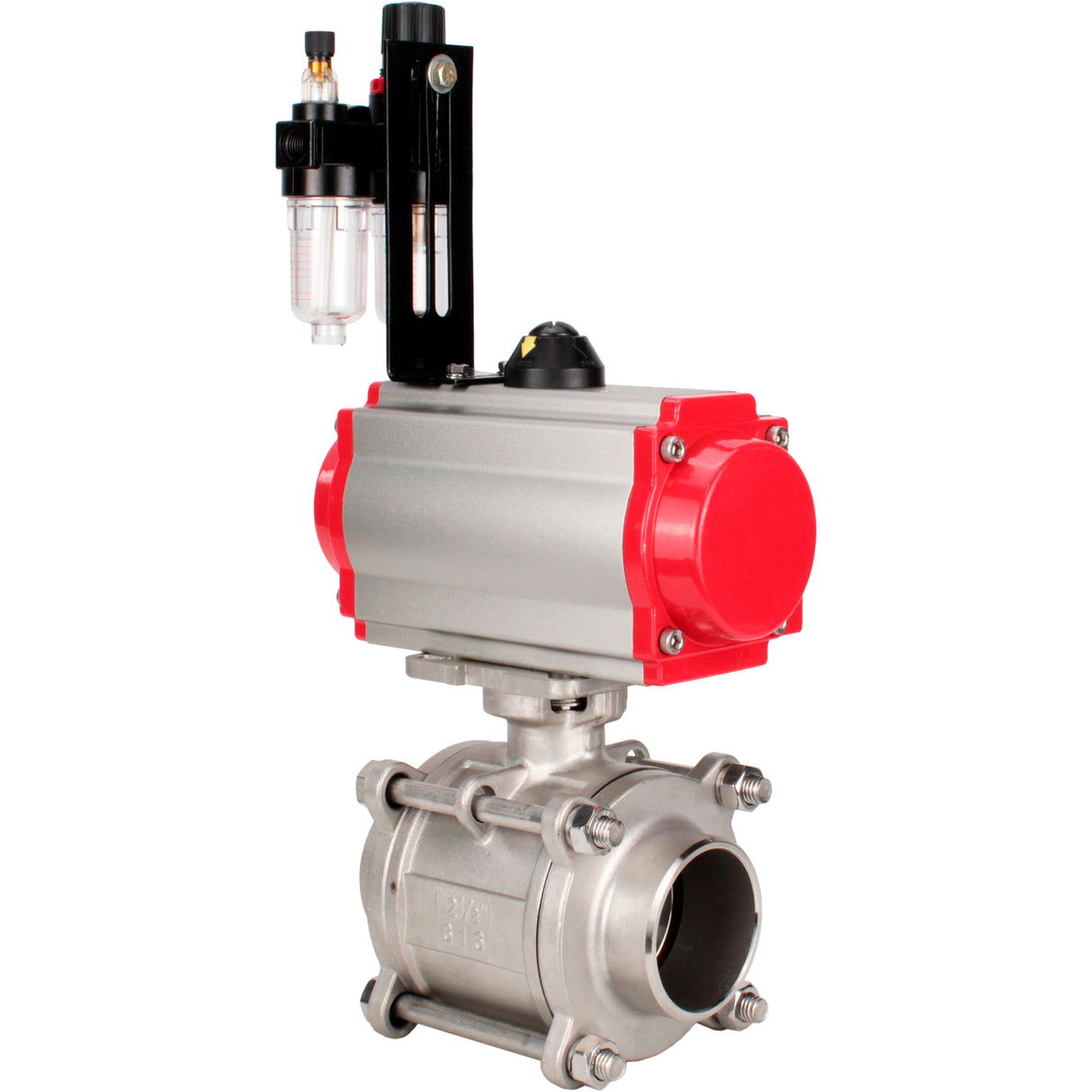 Ball valves Elephant BV3232P(3pc)-FP-W-ISO-H WDVF DN15-32 63 bar full bore, body - 316 stainless steel, seal - PTFE, for welding, with PA-DA pneumatic actuator, pneumatic distributor 4M310-08 NAMUR 220V, ATU AFC2000