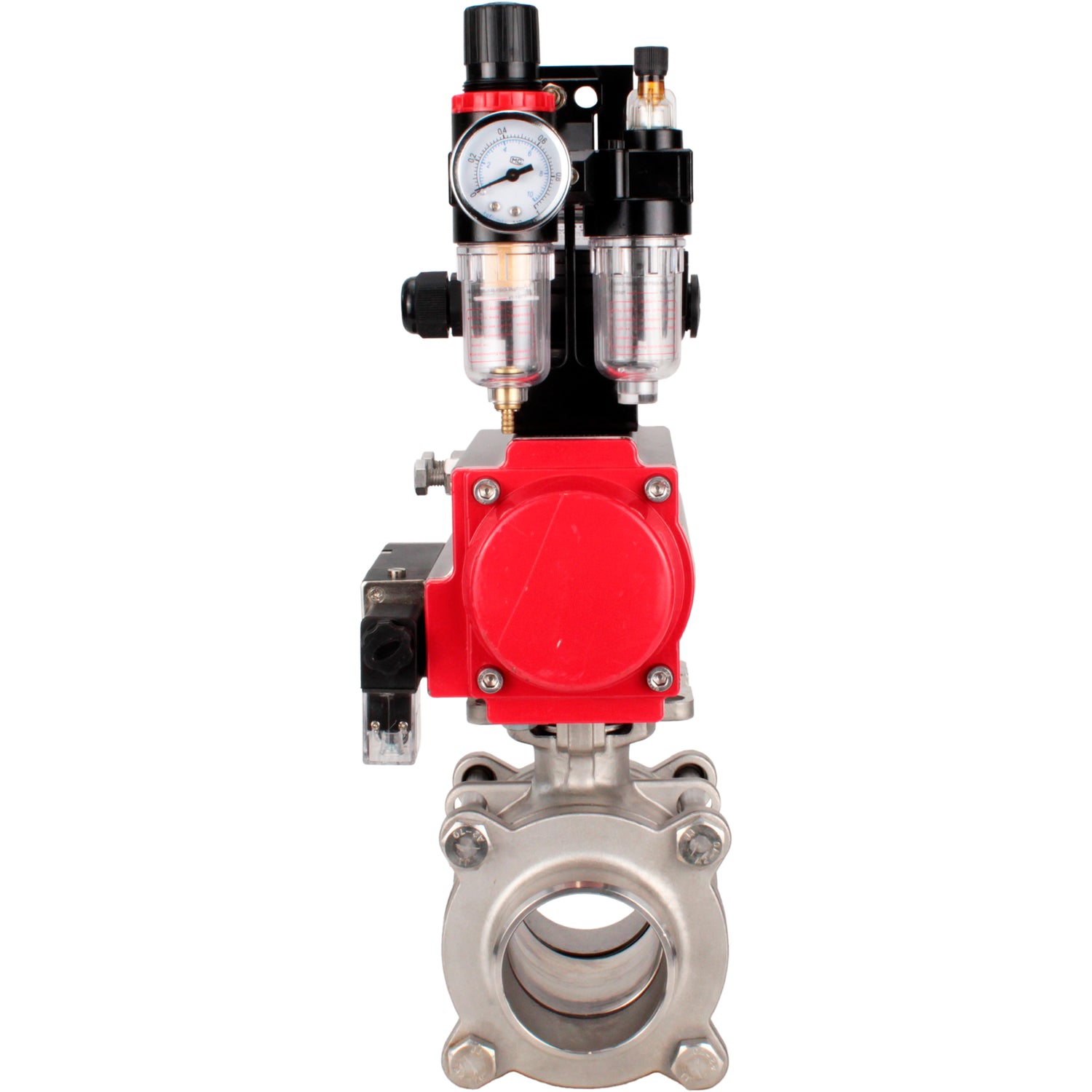 Ball valves Elephant BV3232P(3pc)-FP-W-ISO-H WDVF DN15-32 63 bar full bore, body - 316 stainless steel, seal - PTFE, for welding, with PA-DA pneumatic actuator, pneumatic distributor 4M310-08 NAMUR 24V, LSU APL-210N, ATU AFC2000