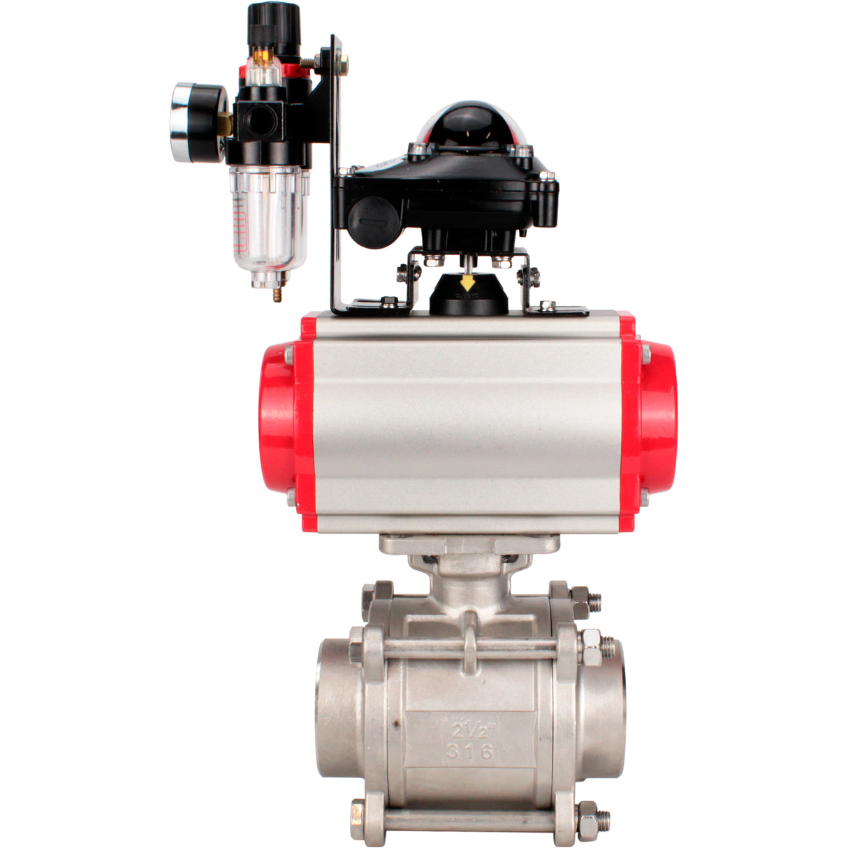 Ball valves Elephant BV3232P(3pc)-FP-W-ISO-H WDVF DN15-32 63 bar full bore, body - 316 stainless steel, seal - PTFE, for welding, with PA-DA pneumatic actuator, pneumatic distributor 4M310-08 NAMUR 24V, LSU APL-210N, ATU AFC2000