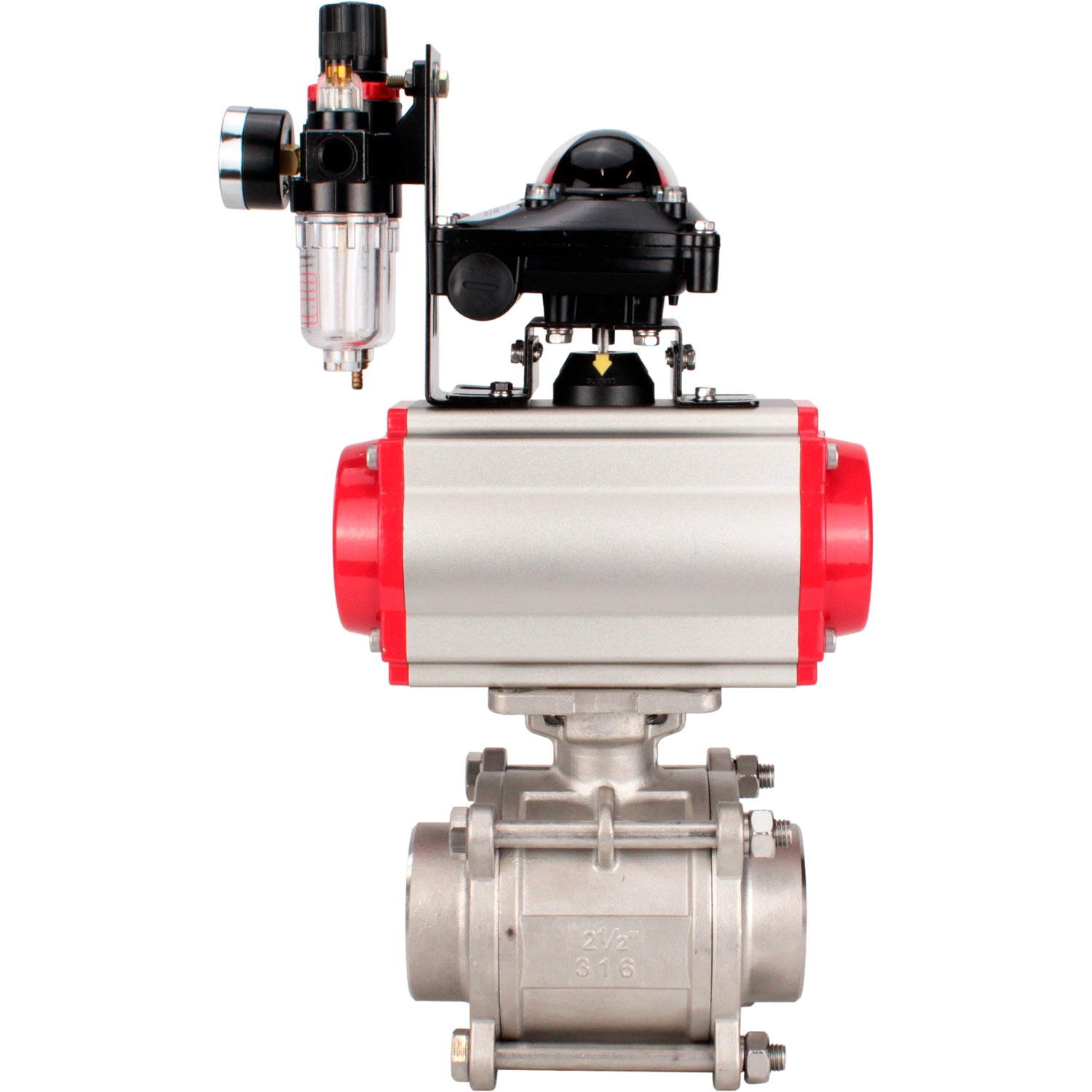 Ball valves Elephant BV3232P(3pc)-FP-W-ISO-H WDVF DN15-32 63 bar full bore, body - 316 stainless steel, seal - PTFE, for welding, with PA-DA pneumatic actuator, pneumatic distributor 4M310-08 NAMUR 24V, LSU APL-210N, ATU AFC2000