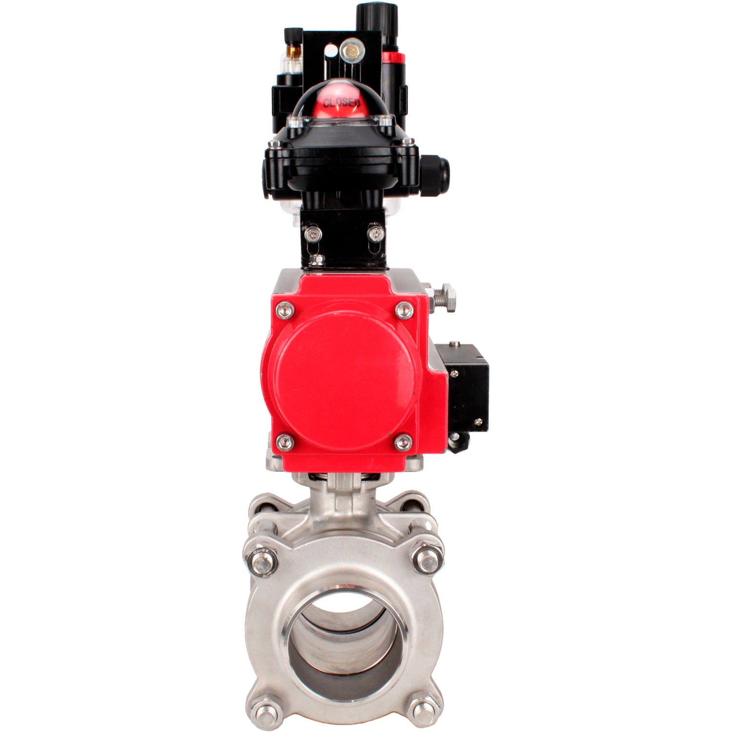 Ball valves Elephant BV3232P(3pc)-FP-W-ISO-H WDVF DN15-32 63 bar full bore, body - 316 stainless steel, seal - PTFE, for welding, with PA-DA pneumatic actuator, pneumatic distributor 4M310-08 NAMUR 24V, LSU APL-210N, ATU AFC2000