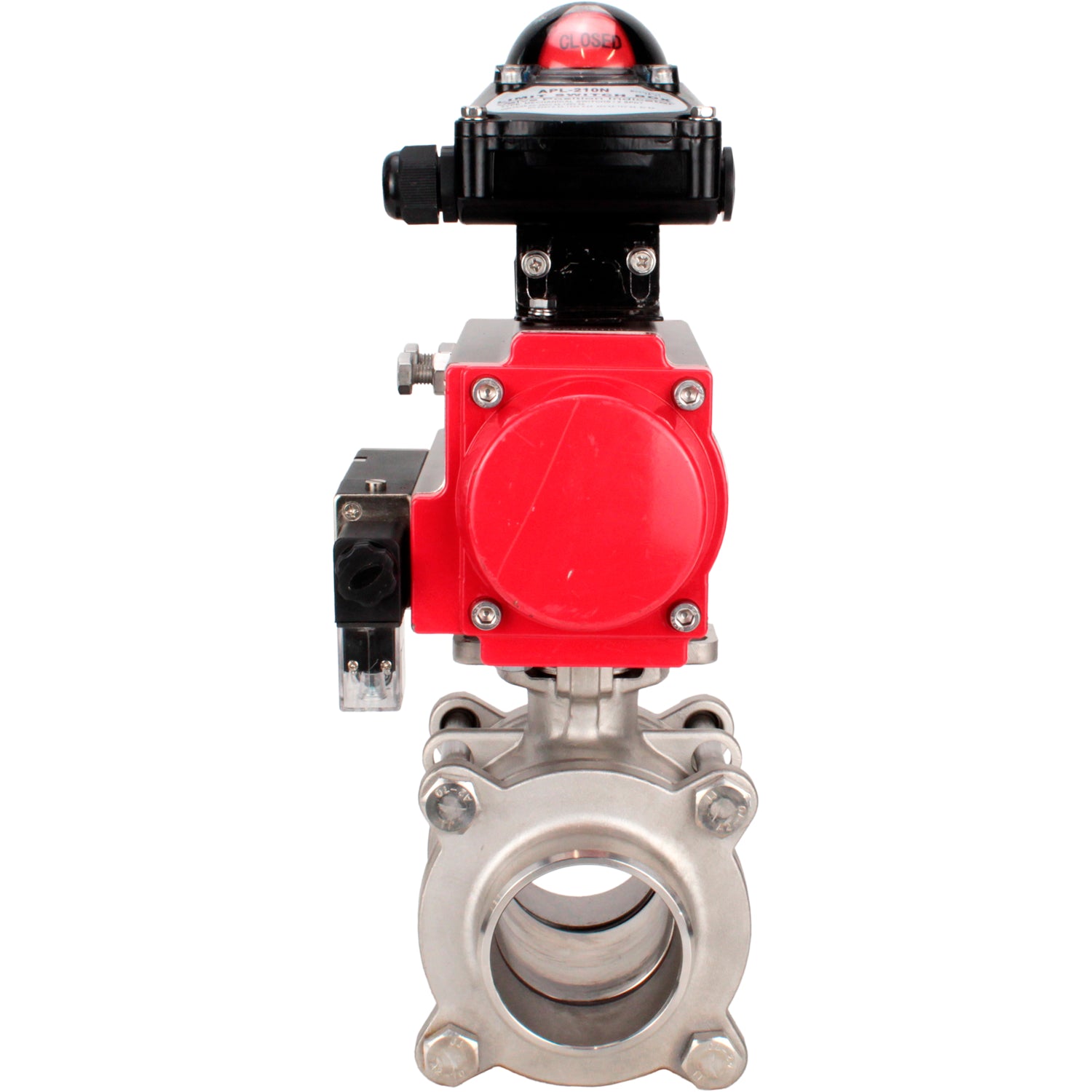 Ball valves Elephant BV3232P(3pc)-FP-W-ISO-H WDVF DN15-32 63 bar full bore, body - 316 stainless steel, seal - PTFE, for welding, with PA-DA pneumatic actuator, pneumatic distributor 4M310-08 NAMUR 220V, LSU APL-210N
