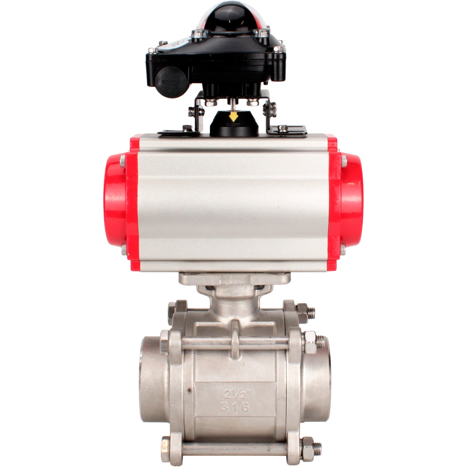Ball valves Elephant BV3232P(3pc)-FP-W-ISO-H WDVF DN15-32 63 bar full bore, body - 316 stainless steel, seal - PTFE, for welding, with PA-DA pneumatic actuator, pneumatic distributor 4M310-08 NAMUR 220V, LSU APL-210N